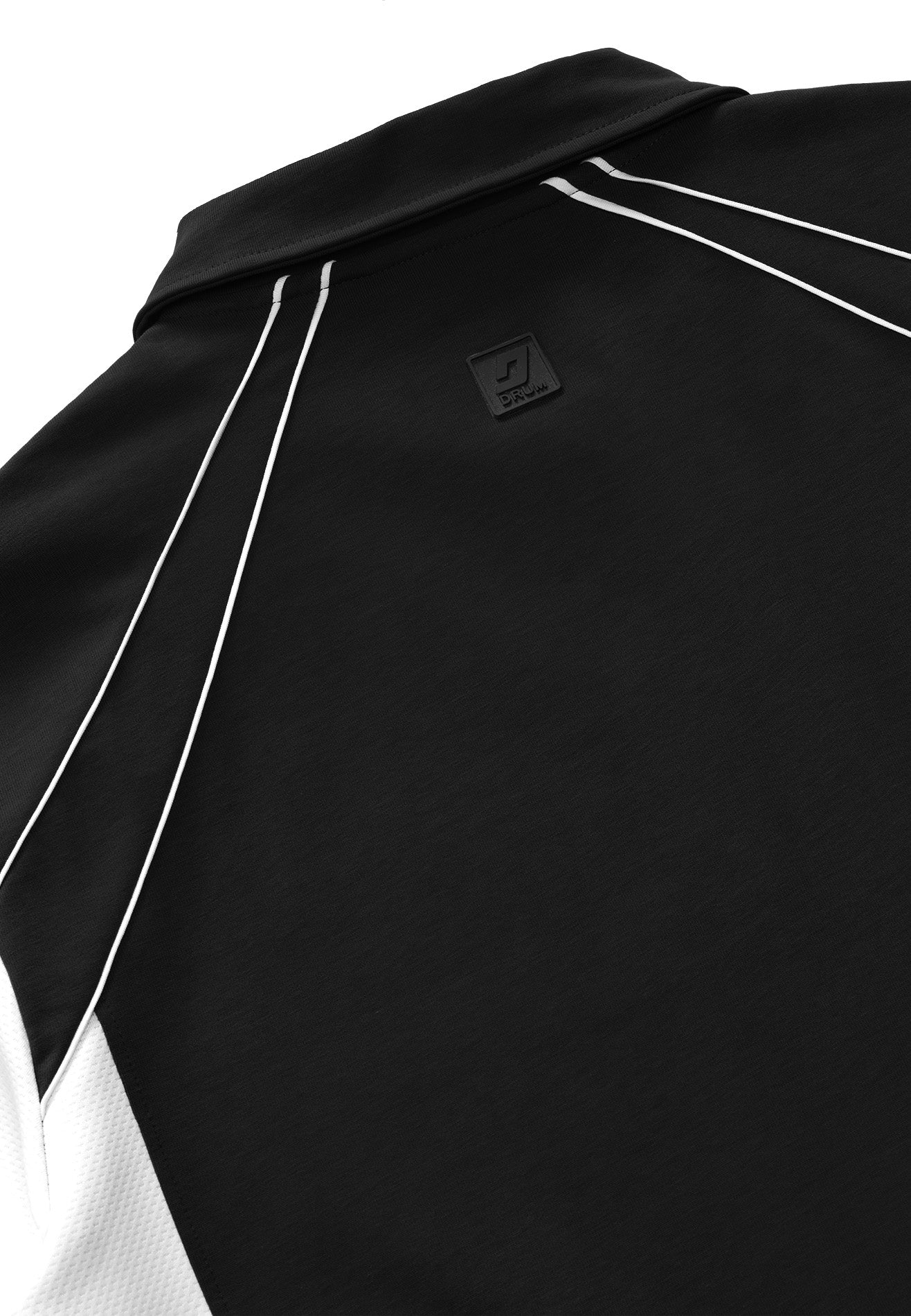 DRUM S. Cut & Sew Zipper Polo Tee - Black