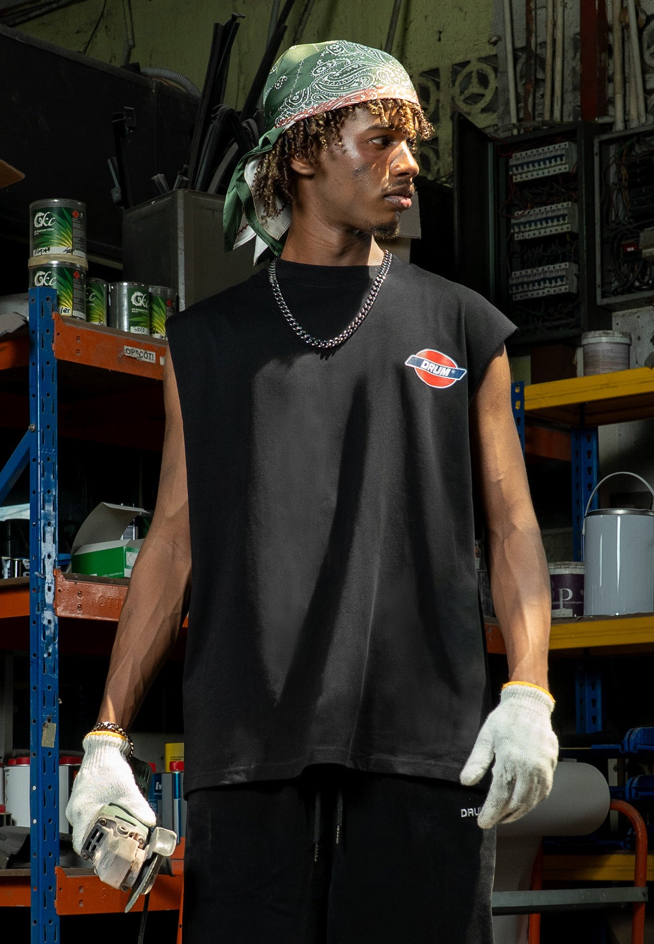 DRUM S. 80's Workshop Collection Singlet- Black