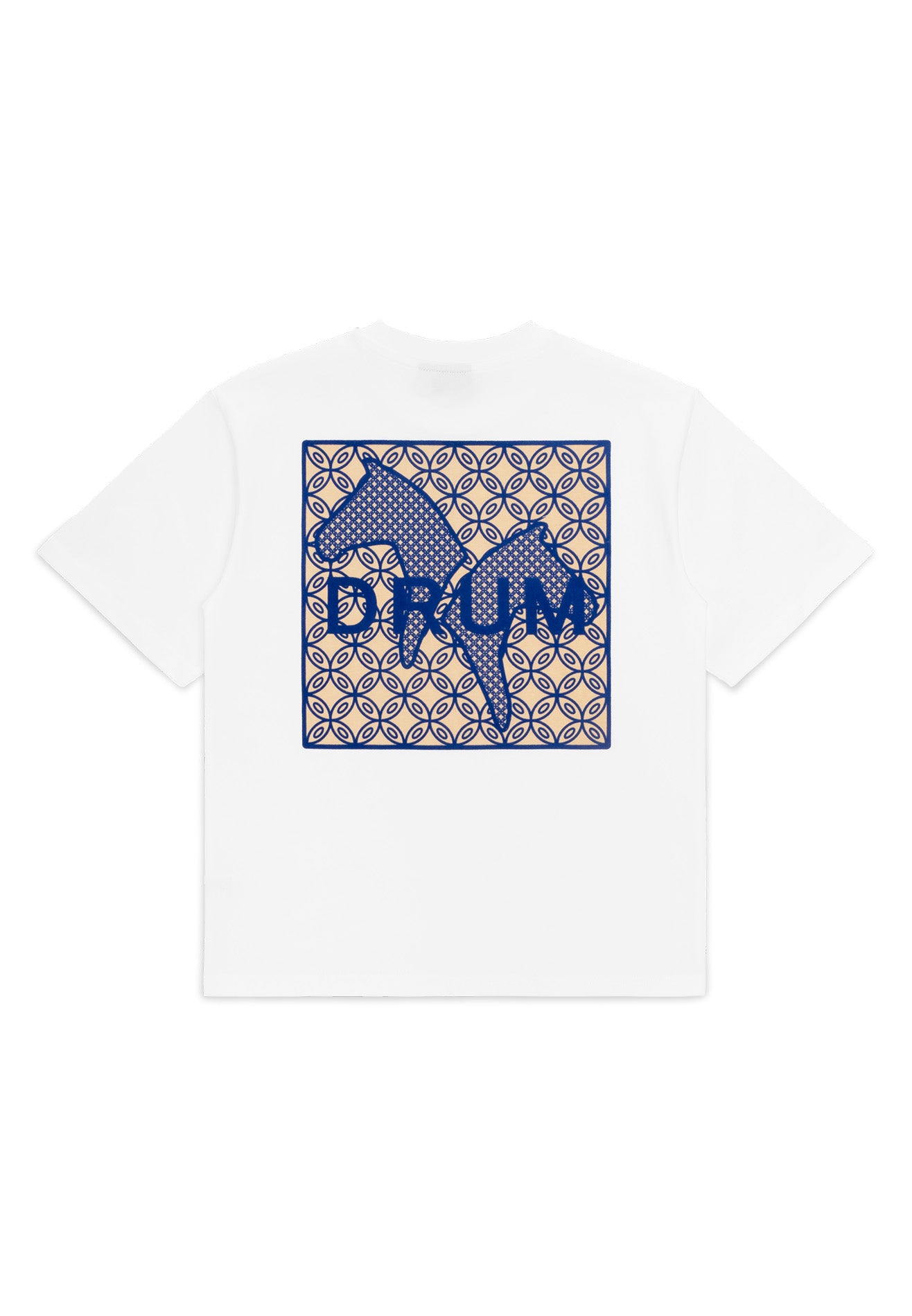 DRUM S. Ladies Flocking Horse Monogram Oversized Tee- White