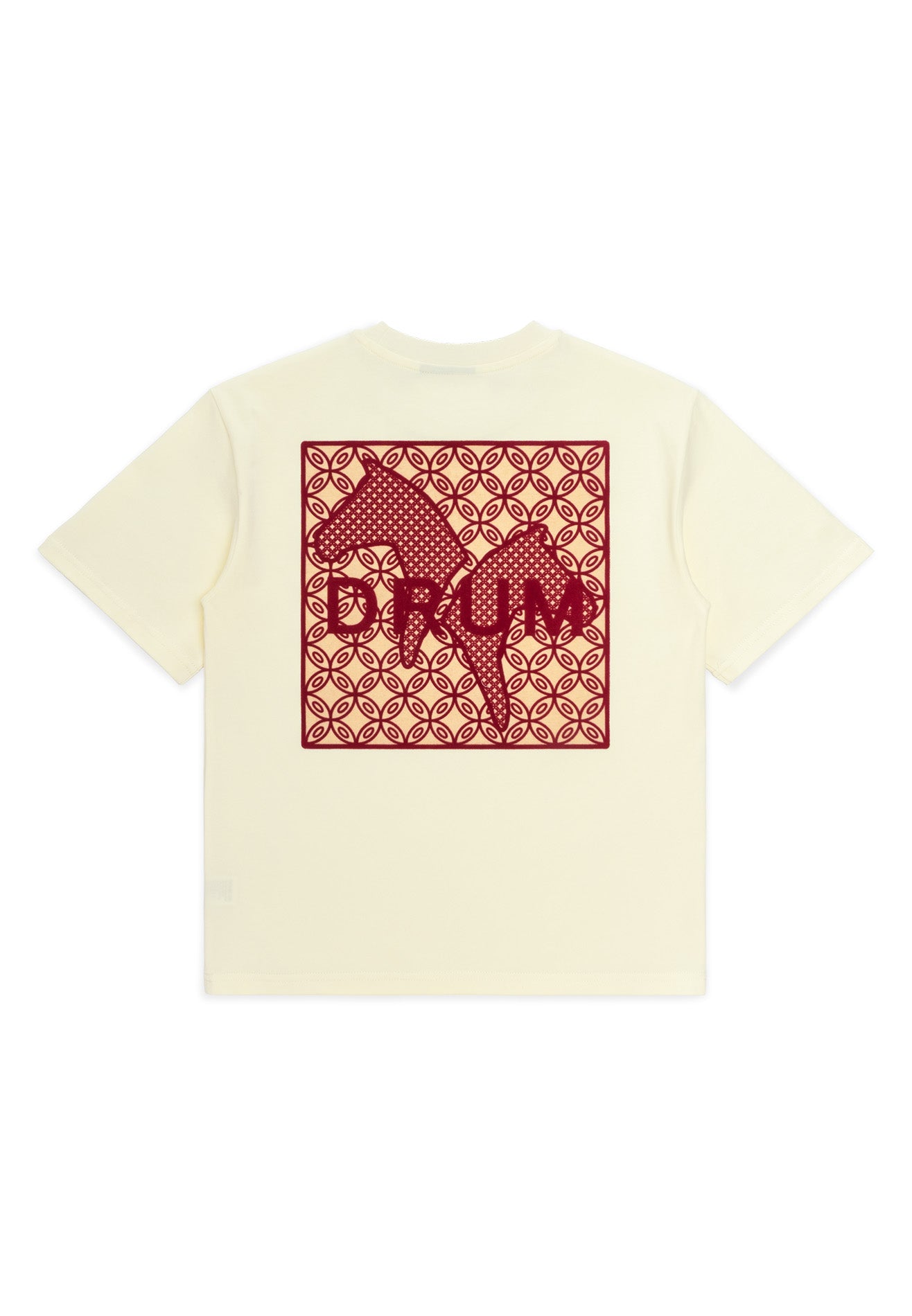 DRUM S. Ladies Flocking Horse Monogram Oversized Tee- Beige