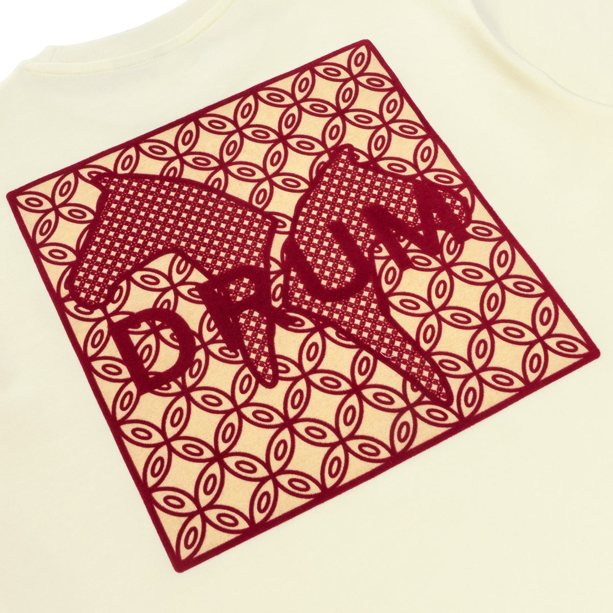 DRUM S. Ladies Flocking Horse Monogram Oversized Tee- Beige