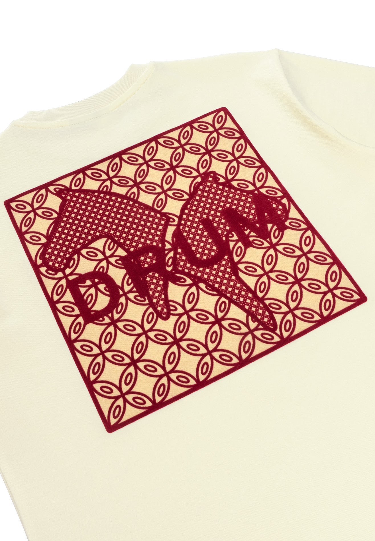 DRUM S. Ladies Flocking Horse Monogram Oversized Tee- Beige