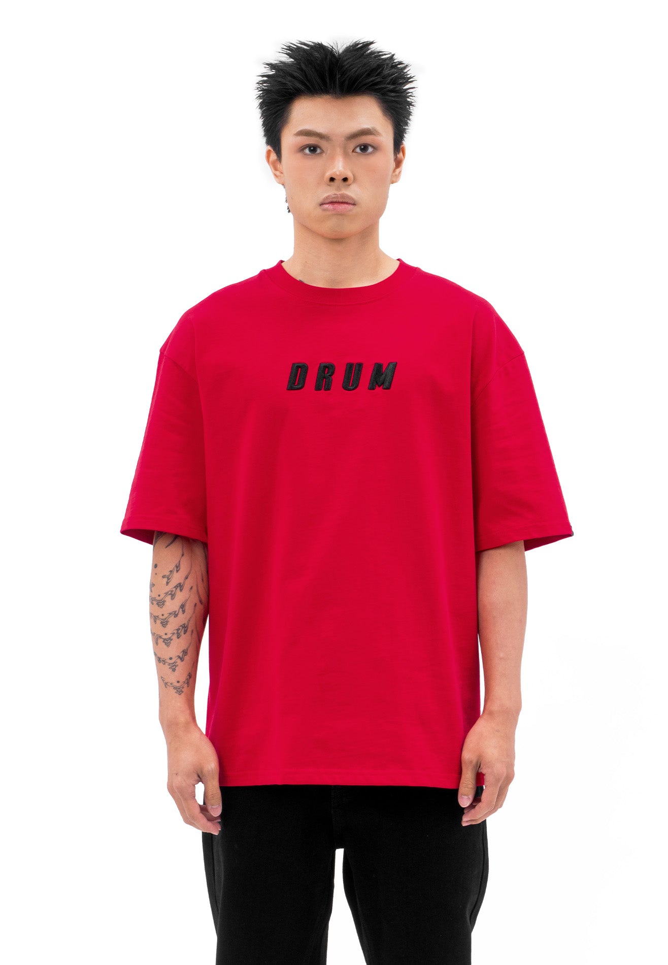 DRUM S. Money Coming Embroidery Oversized Tee- Red