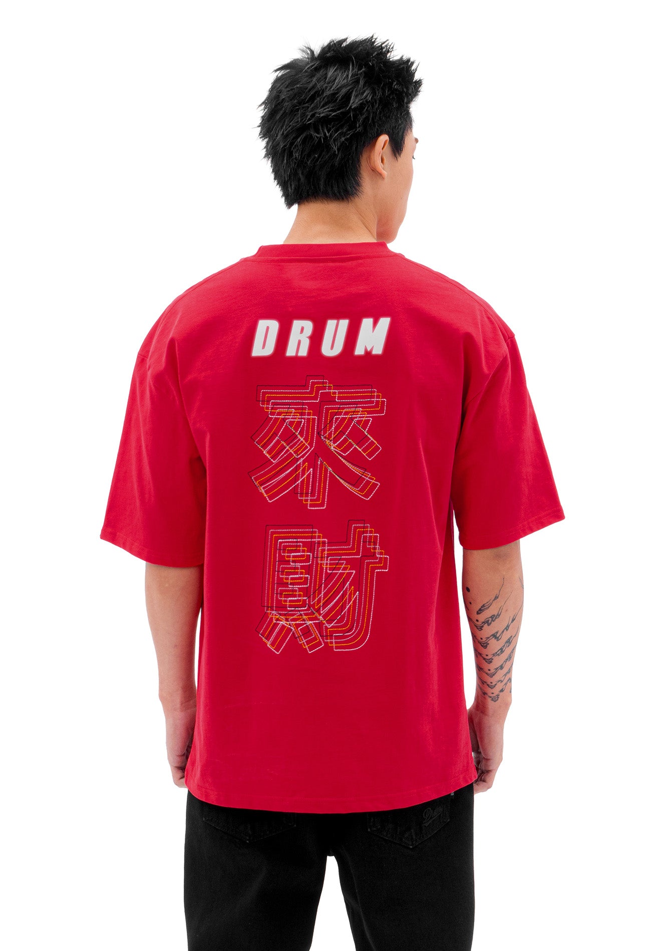 DRUM S. Money Coming Embroidery Oversized Tee- Red