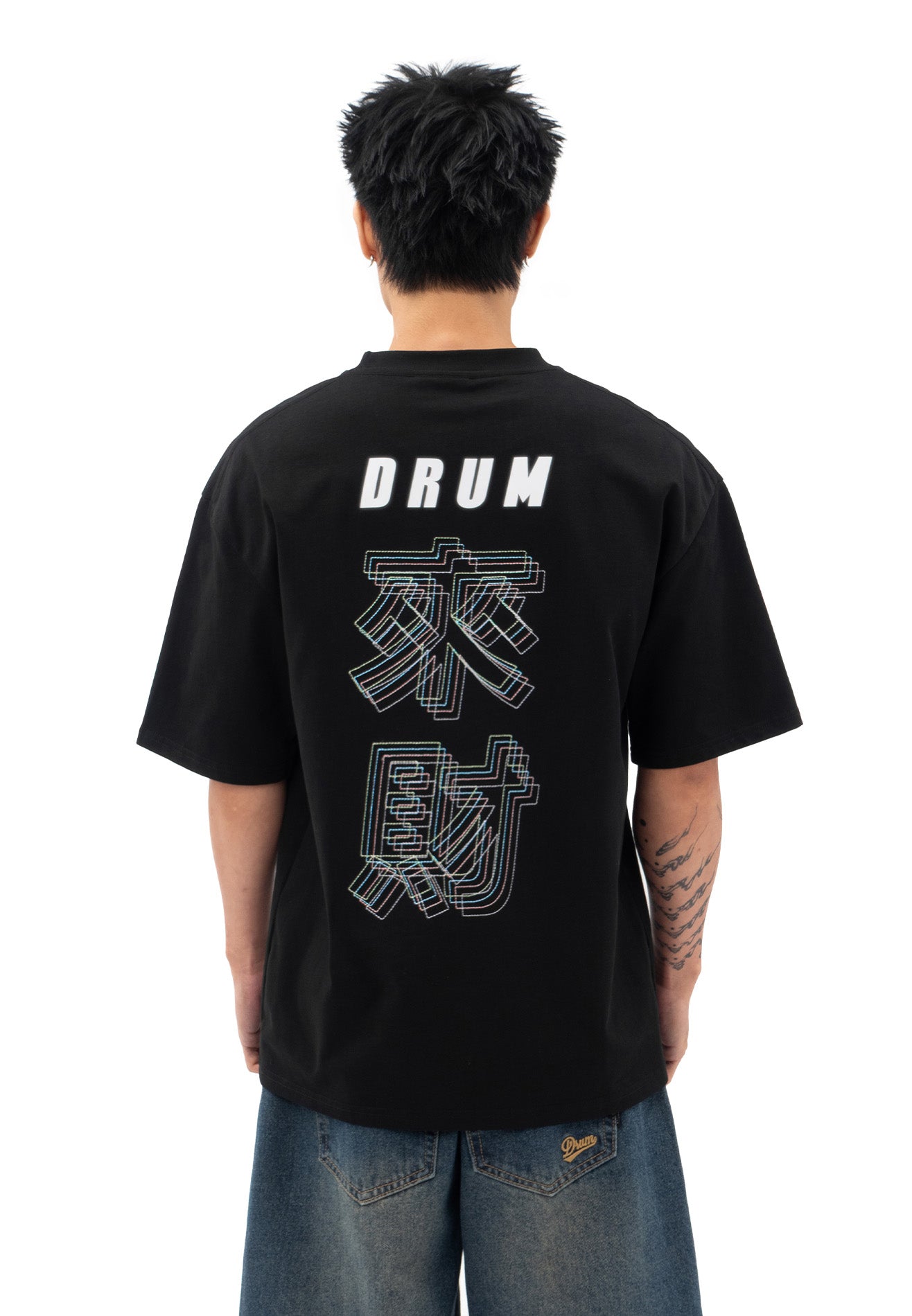 DRUM S. Money Coming Embroidery Oversized Tee- Black