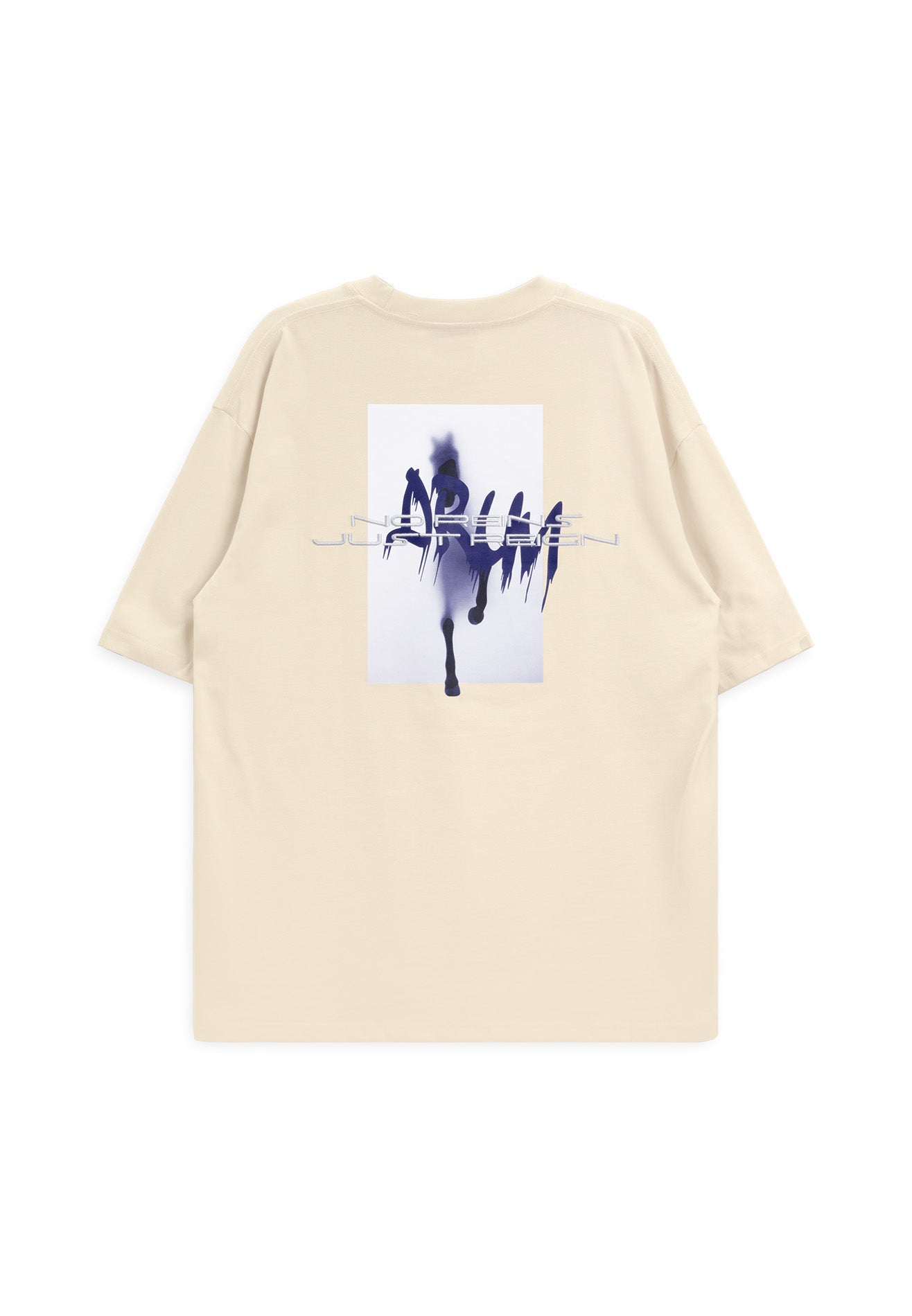 DRUM S. Horse Photo Print Oversized Tee- Light Khaki