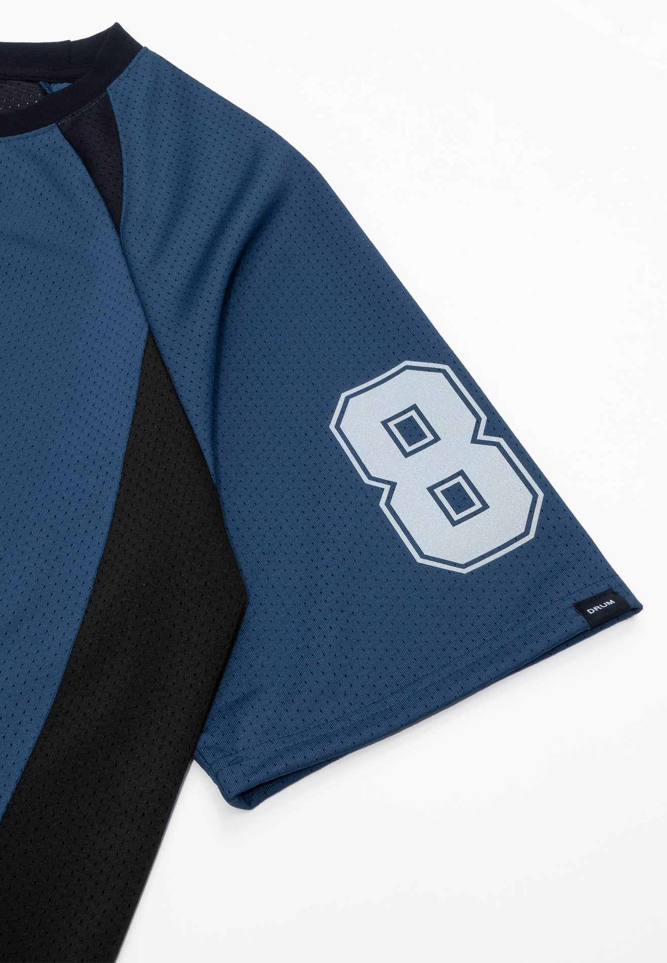 DRUM S. Lucky 8 Patch Reflective Raglan Oversized Tee- Navy