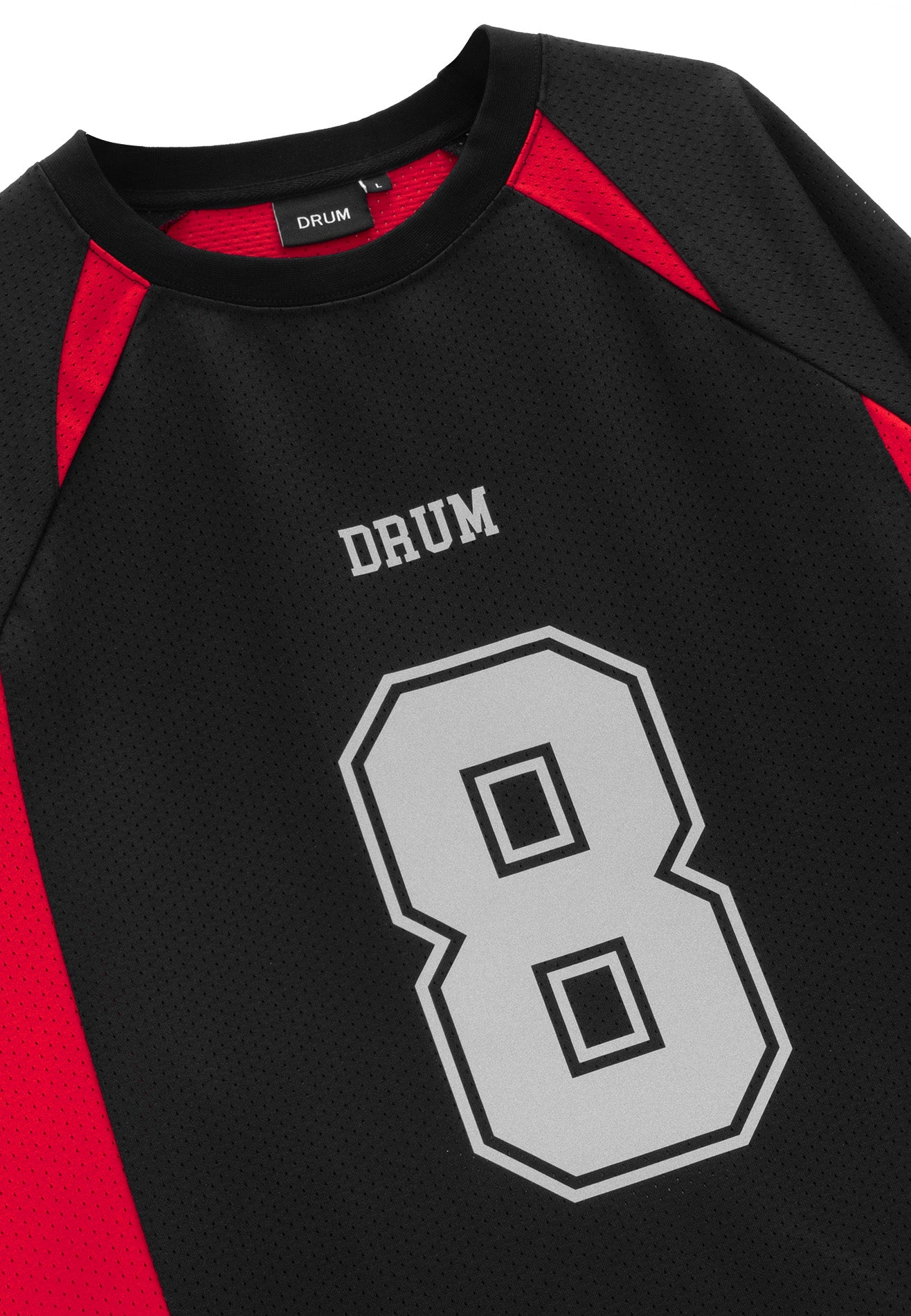 DRUM S. Lucky 8 Patch Reflective Raglan Oversized Tee- Black