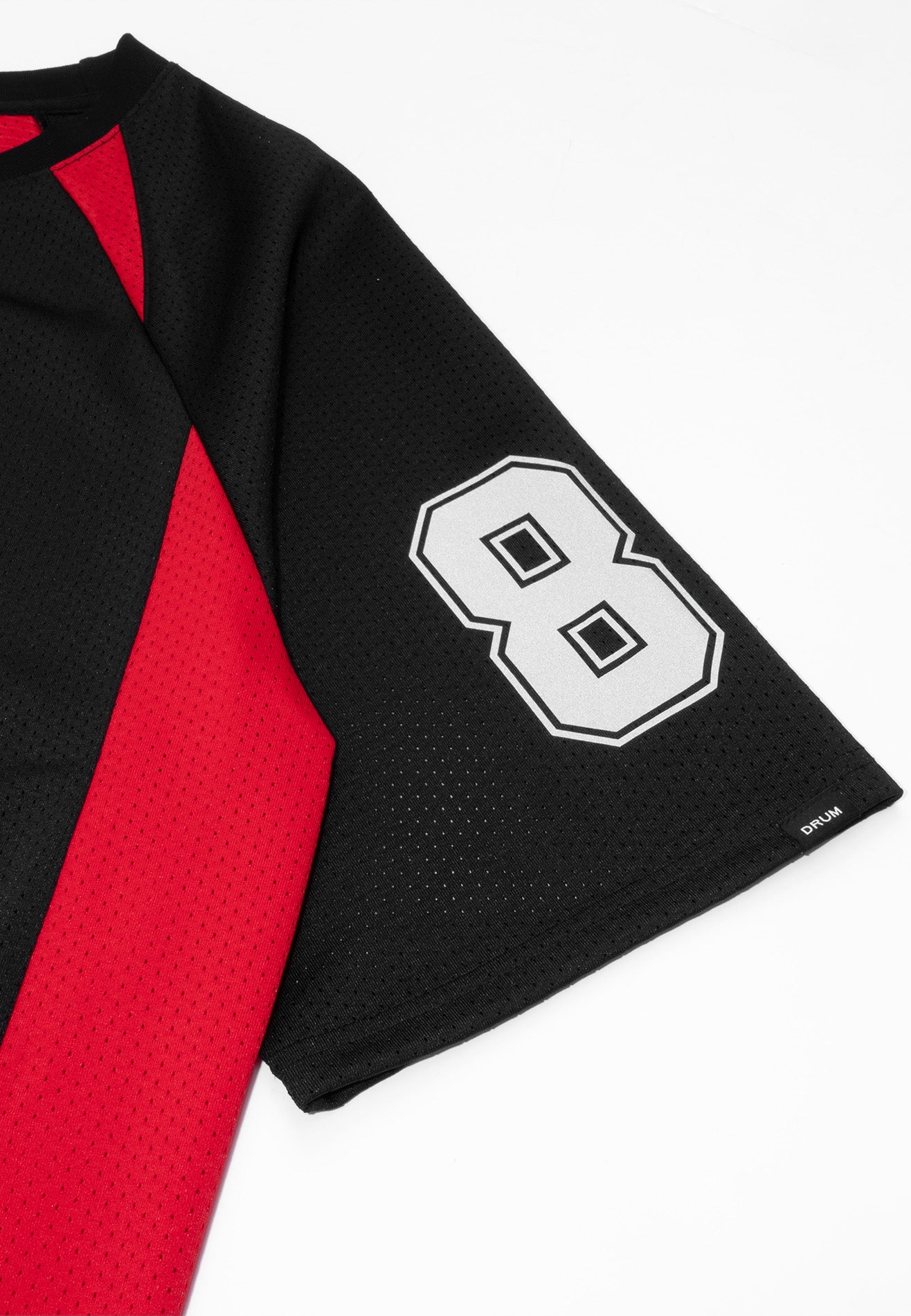 DRUM S. Lucky 8 Patch Reflective Raglan Oversized Tee- Black