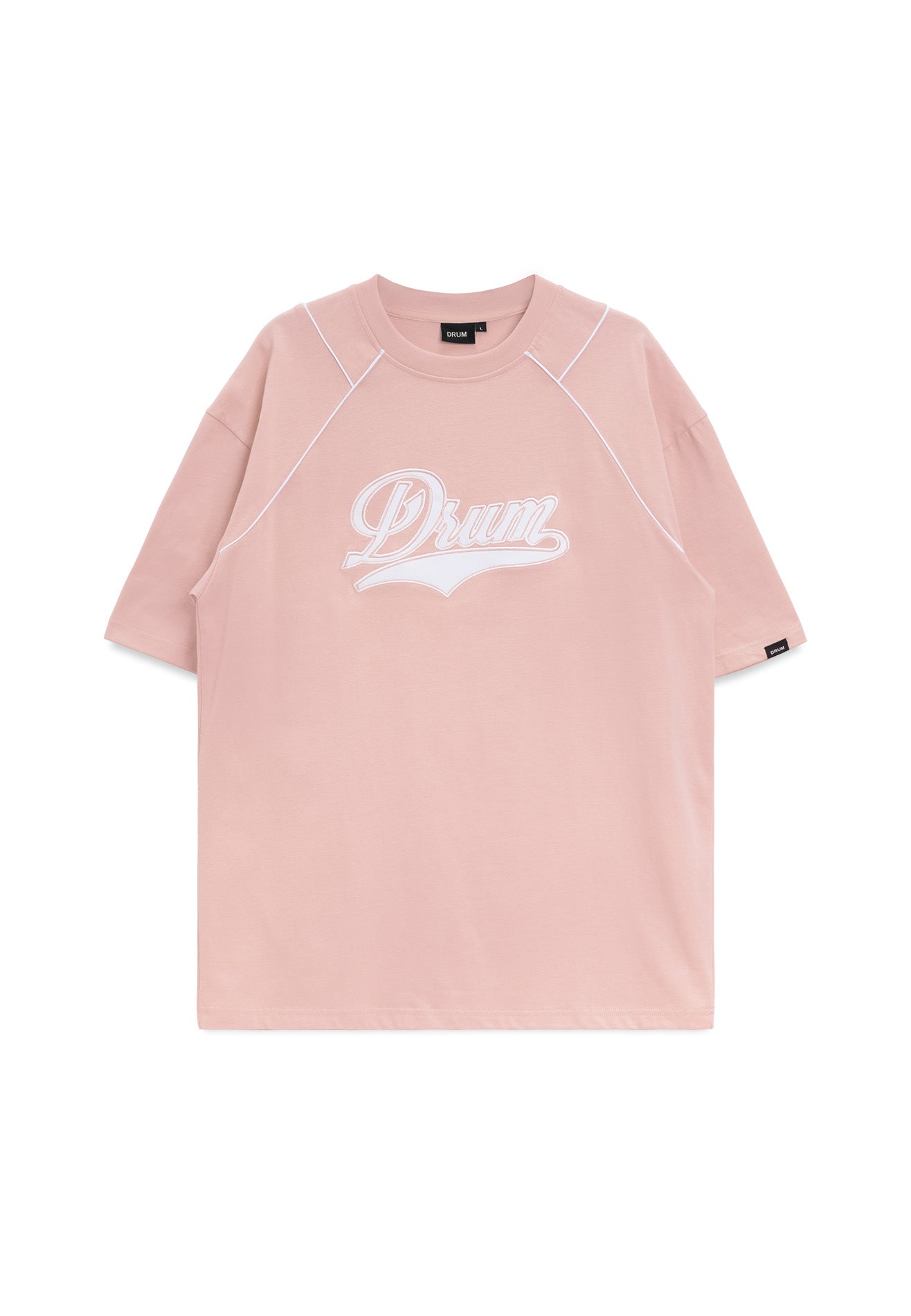 DRUM S. Vertical Slogan Oversized Tee- Light Pink