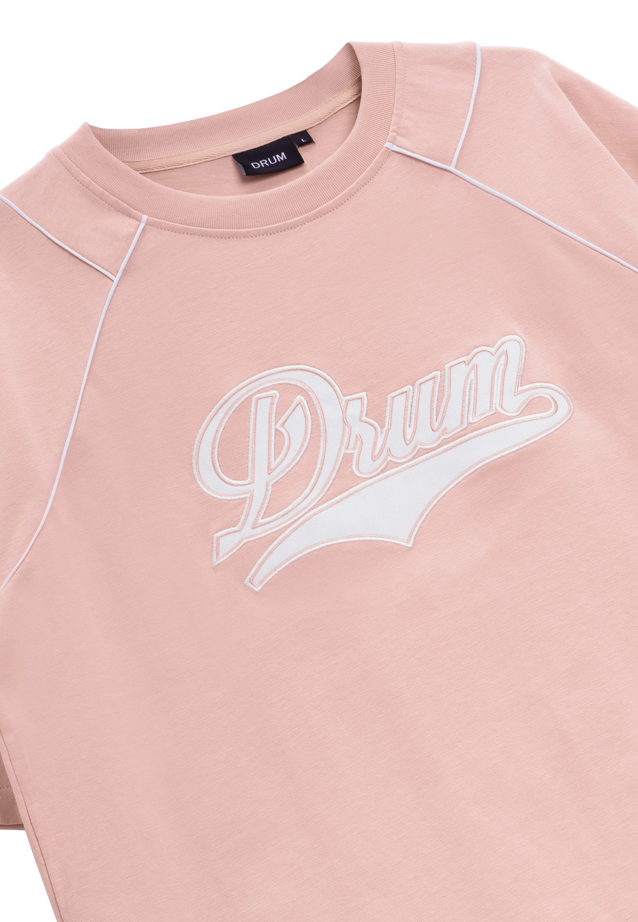 DRUM S. Vertical Slogan Oversized Tee- Light Pink