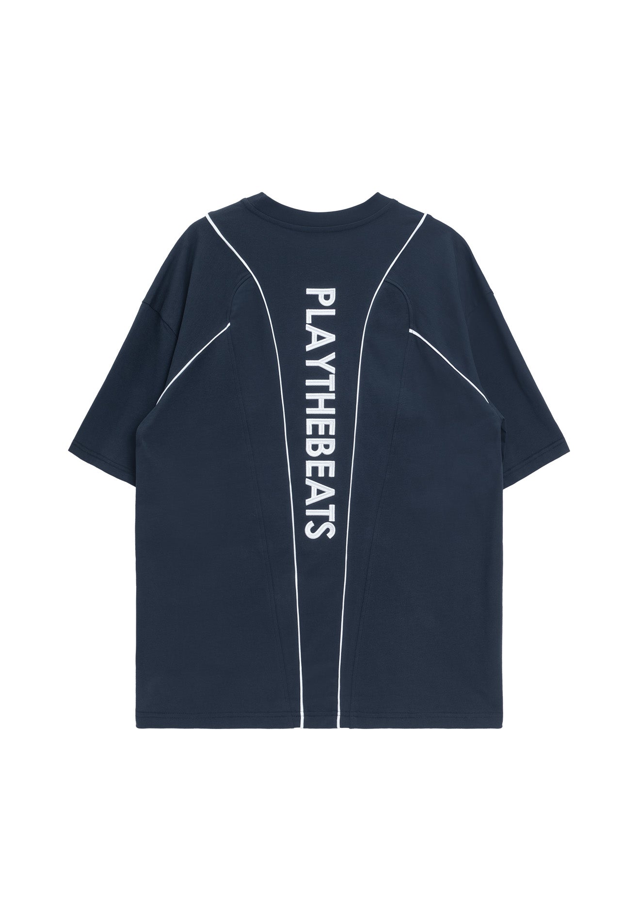 DRUM S. Vertical Slogan Oversized Tee- Navy