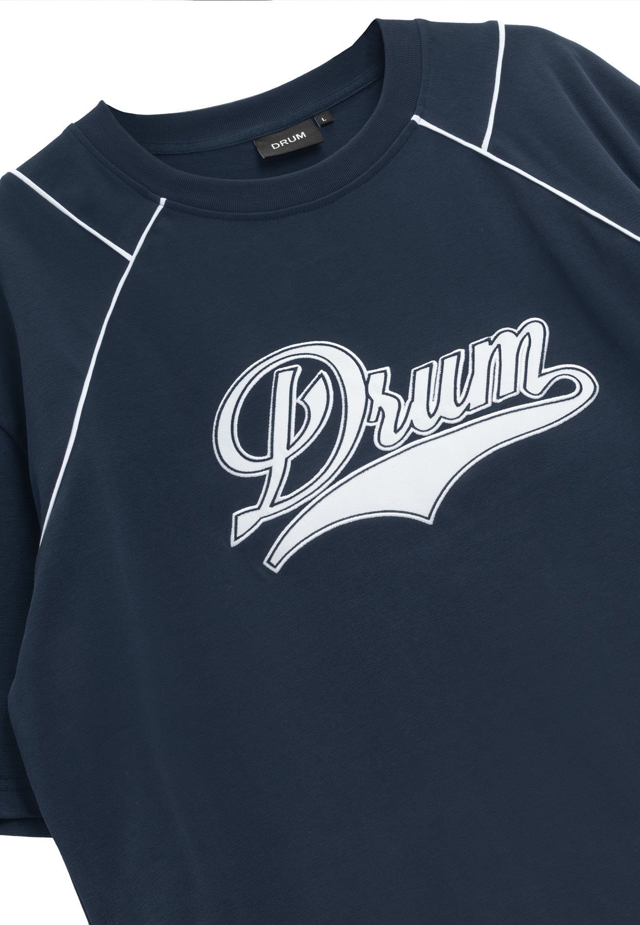 DRUM S. Vertical Slogan Oversized Tee- Navy