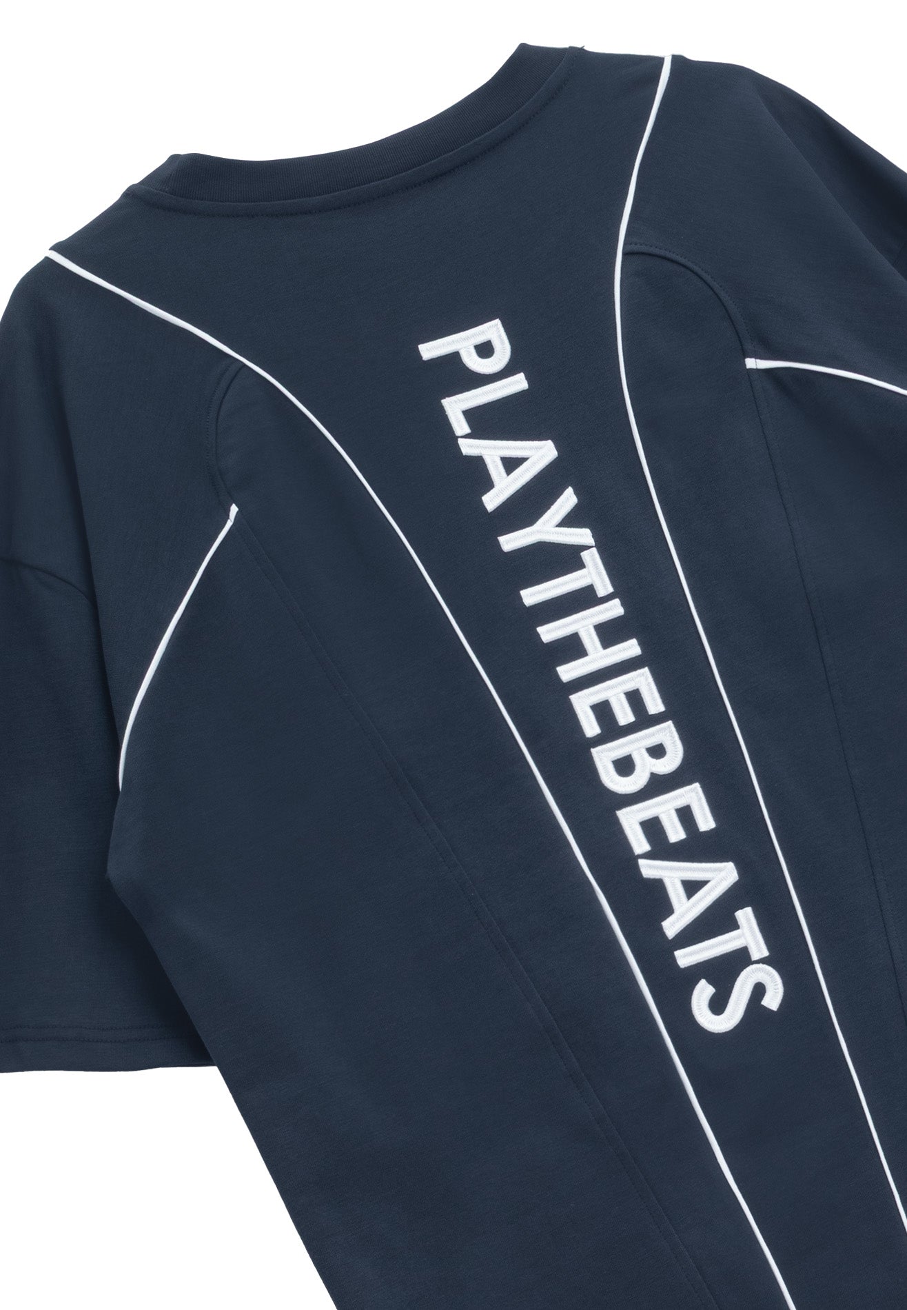 DRUM S. Vertical Slogan Oversized Tee- Navy