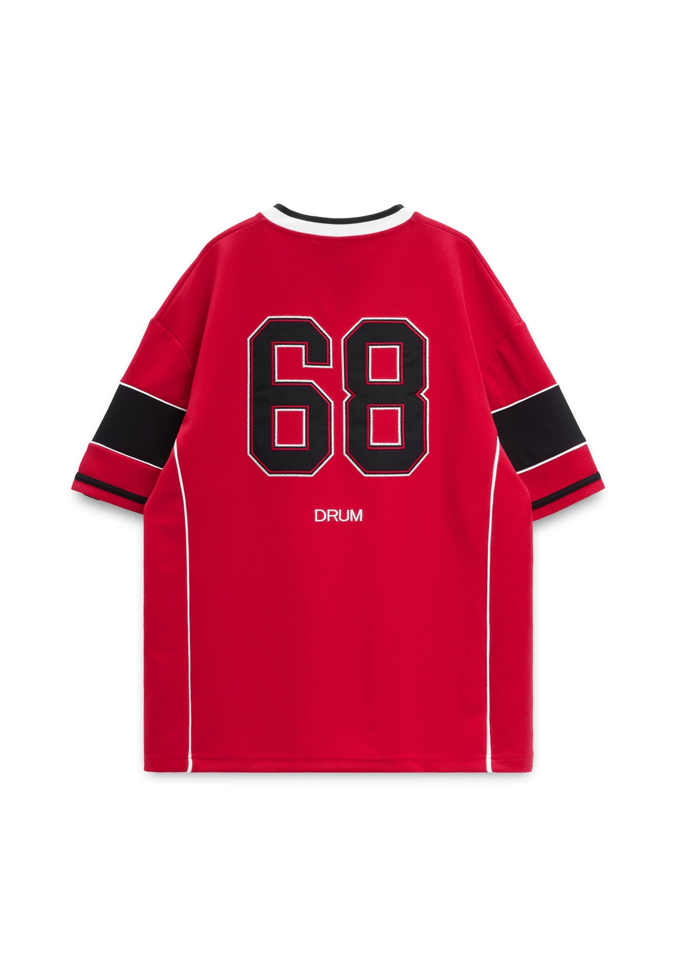 DRUM S. 68 Applique Embroidery Jersey Oversized Tee- Red