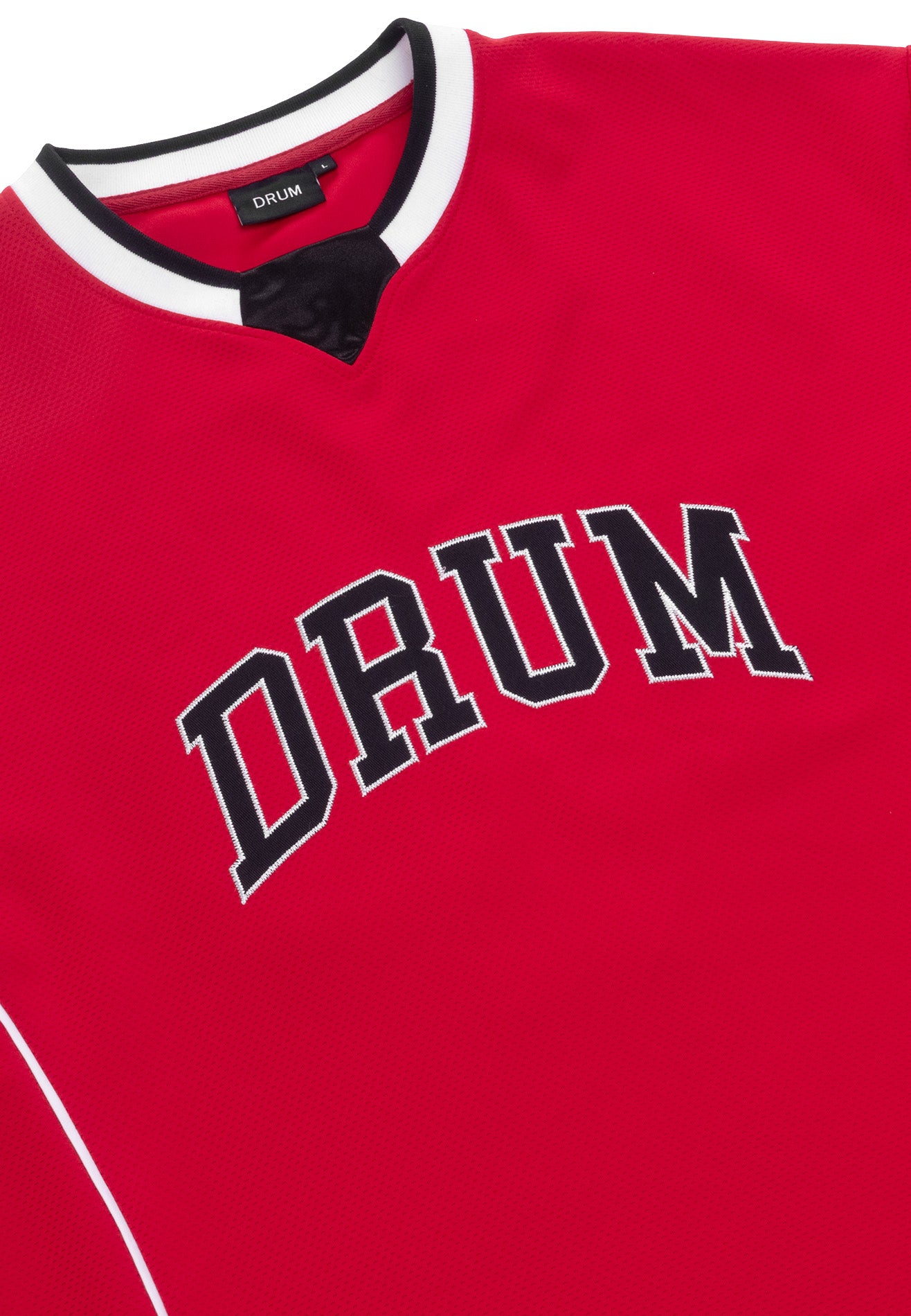 DRUM S. 68 Applique Embroidery Jersey Oversized Tee- Red