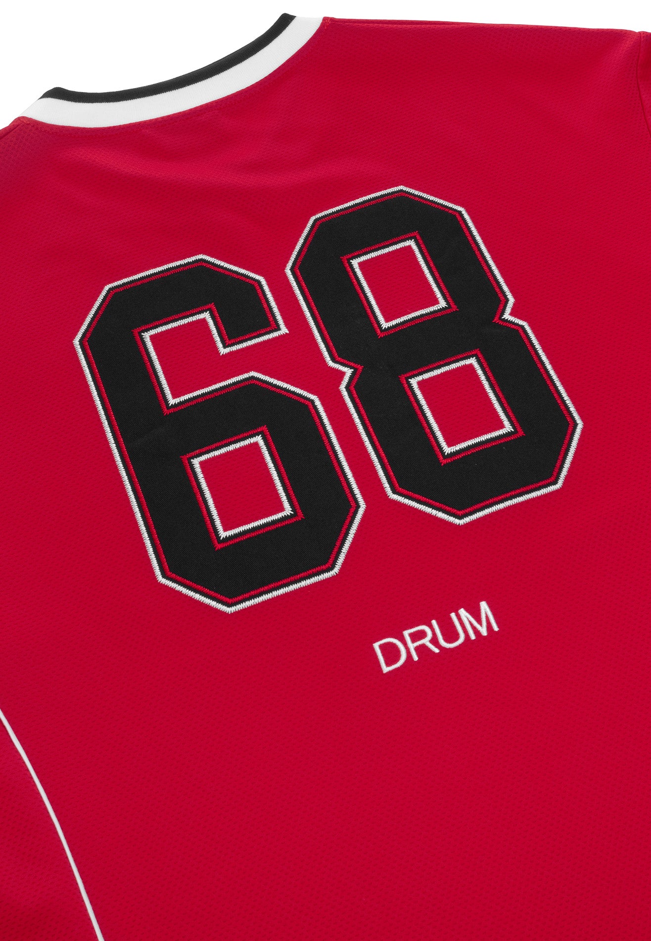 DRUM S. 68 Applique Embroidery Jersey Oversized Tee- Red