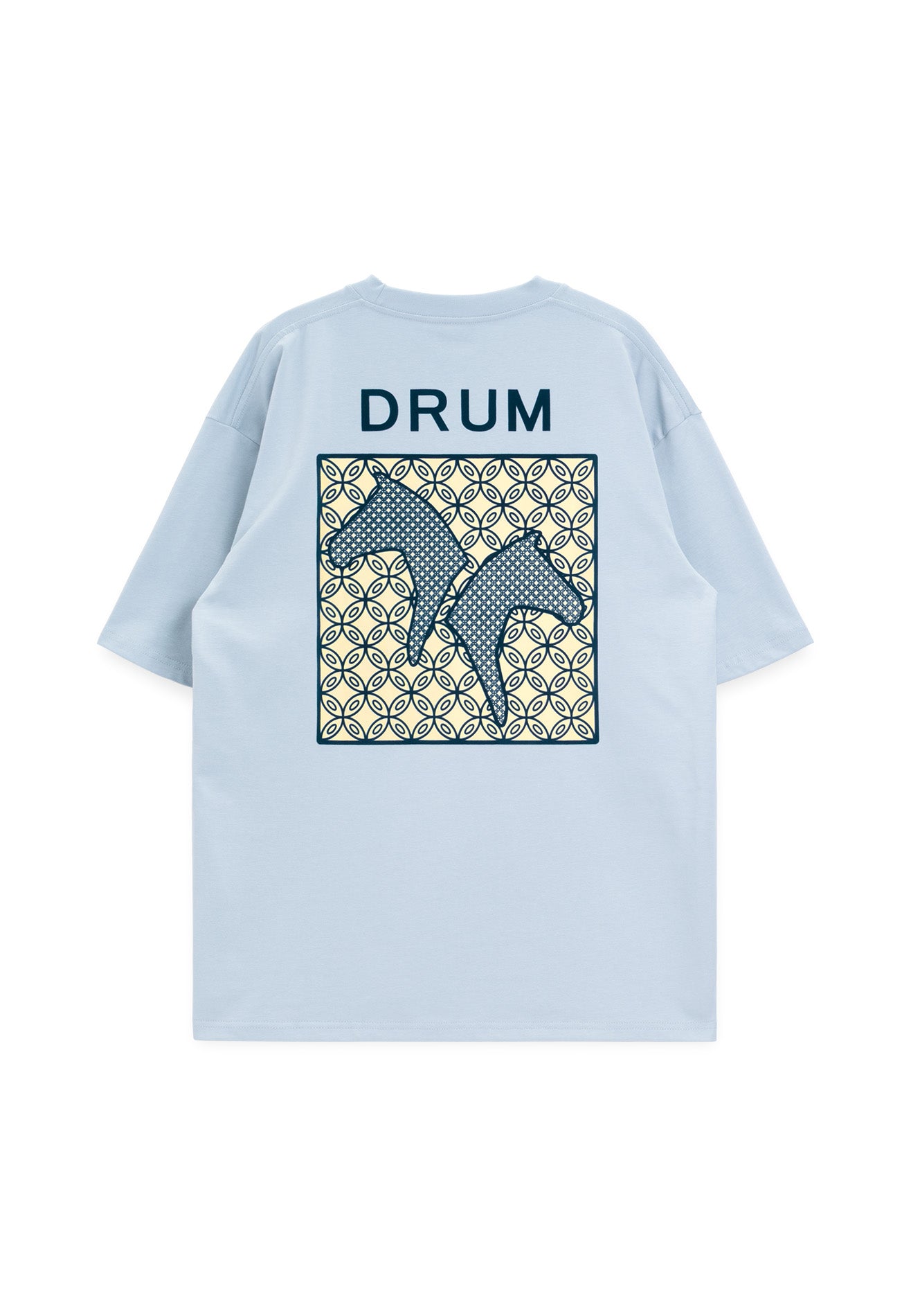 DRUM S. Flocking Horse Monogram Oversized Tee- Light Blue