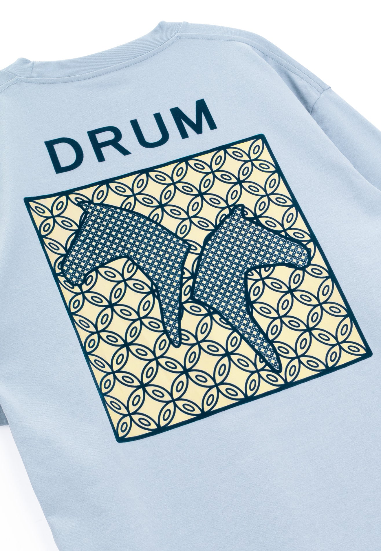 DRUM S. Flocking Horse Monogram Oversized Tee- Light Blue