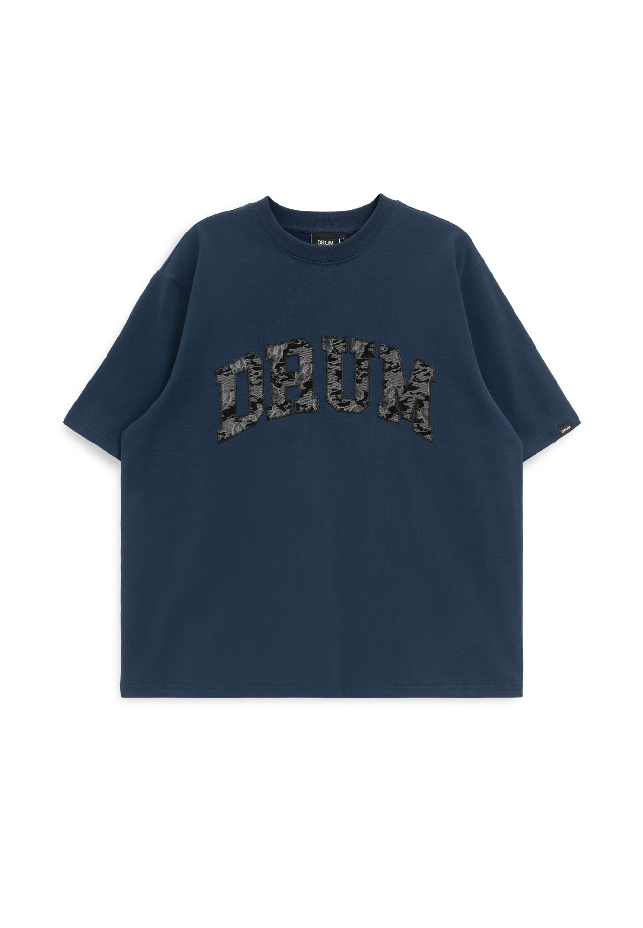 DRUM S. Applique Logo Oversized Boxy Tee- Navy