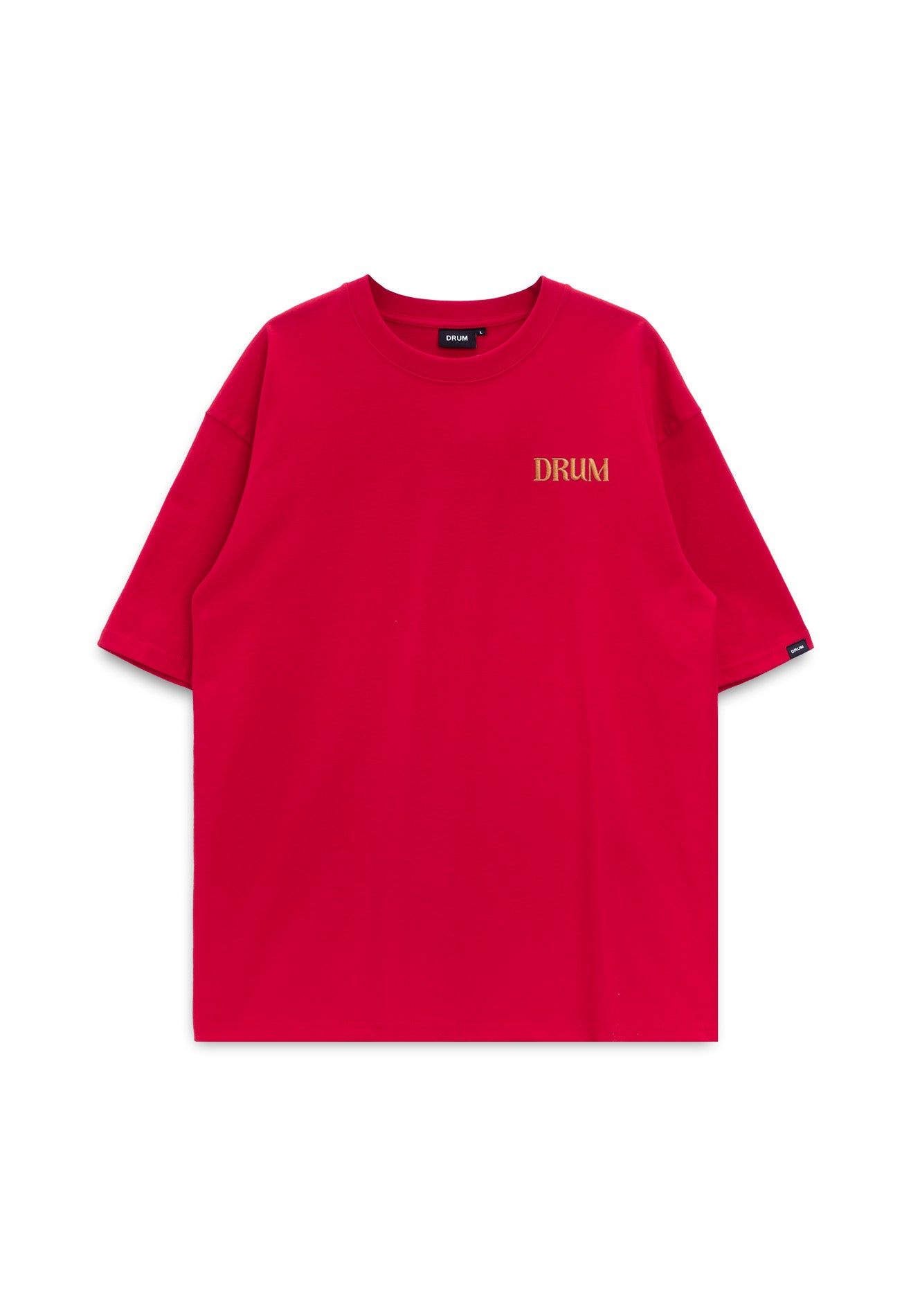DRUM S. 3D Horse Embroidery Oversized Tee- Red