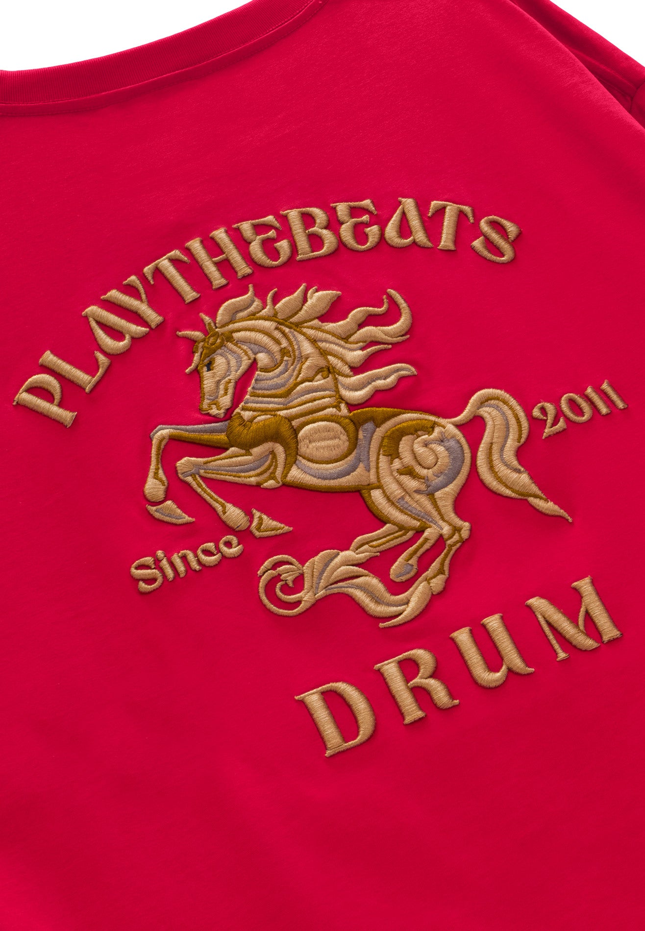 DRUM S. 3D Horse Embroidery Oversized Tee- Red