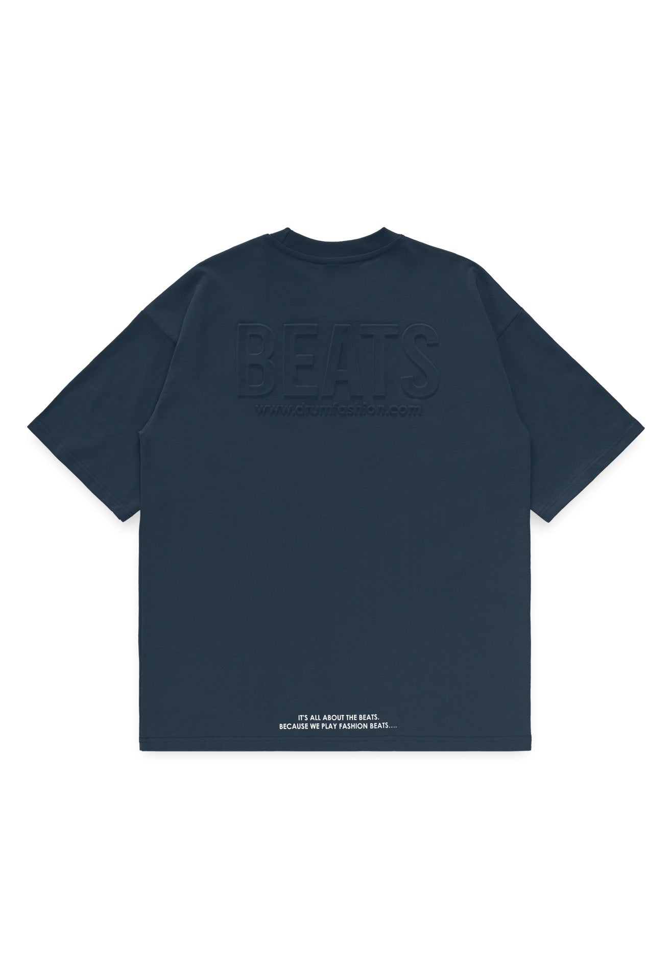DRUM S. Beats Embossed Oversized Tee- Navy