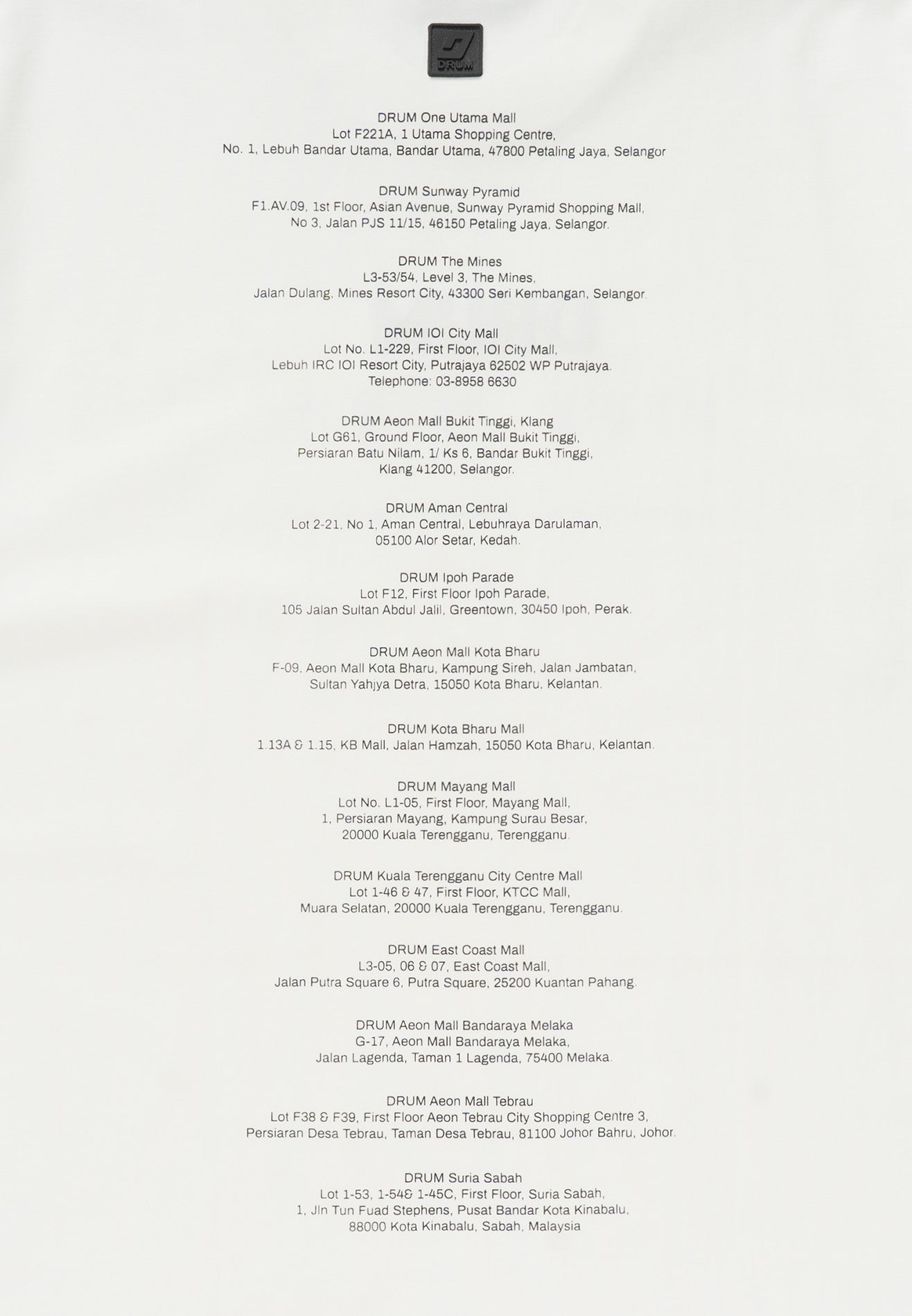 DRUM S. Store Locator Oversized Tee- White