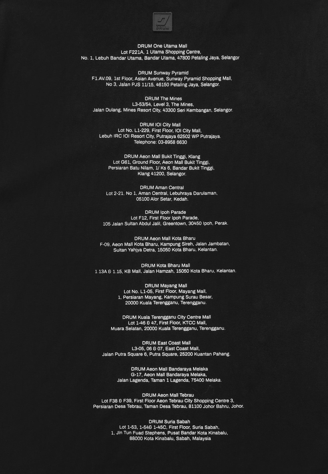 DRUM S. Store Locator Oversized Tee- Black