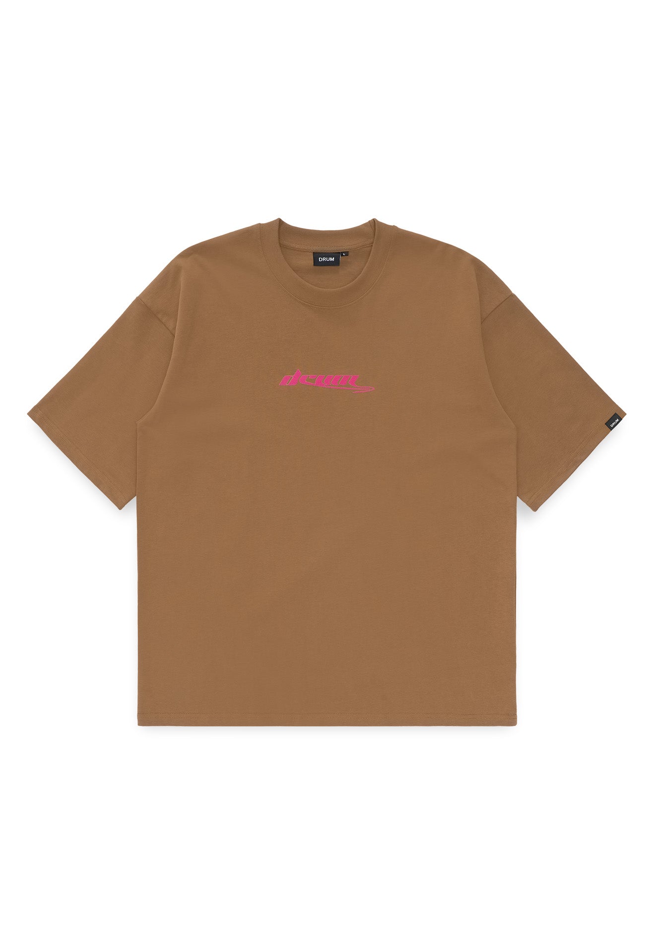 DRUM S. Flocking Slogan Oversized Tee- Dark Khaki
