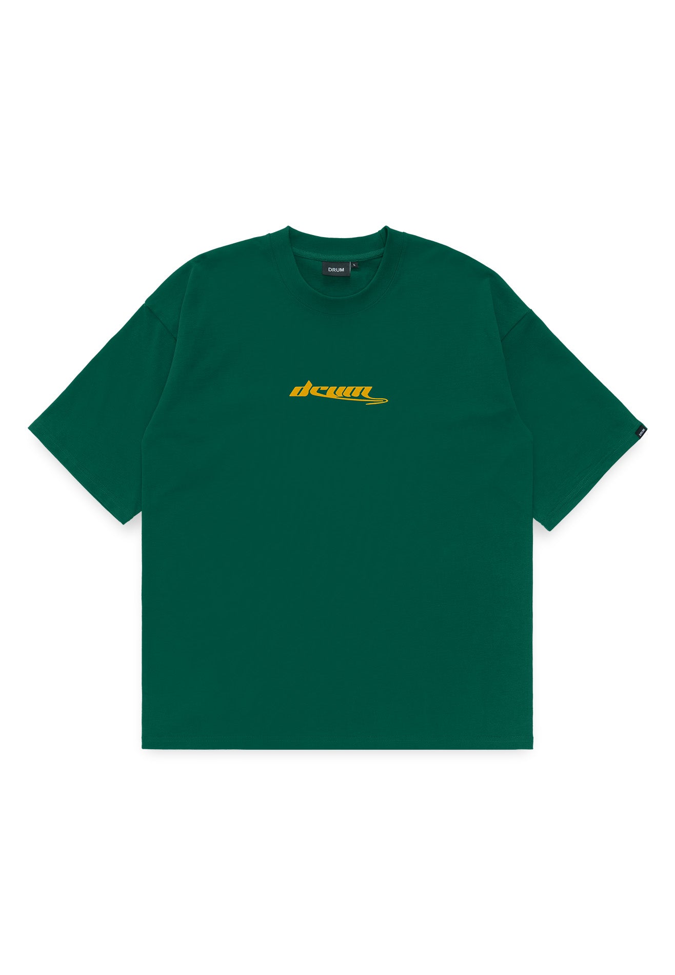 DRUM S. Flocking Slogan Oversized Tee- Dark Green