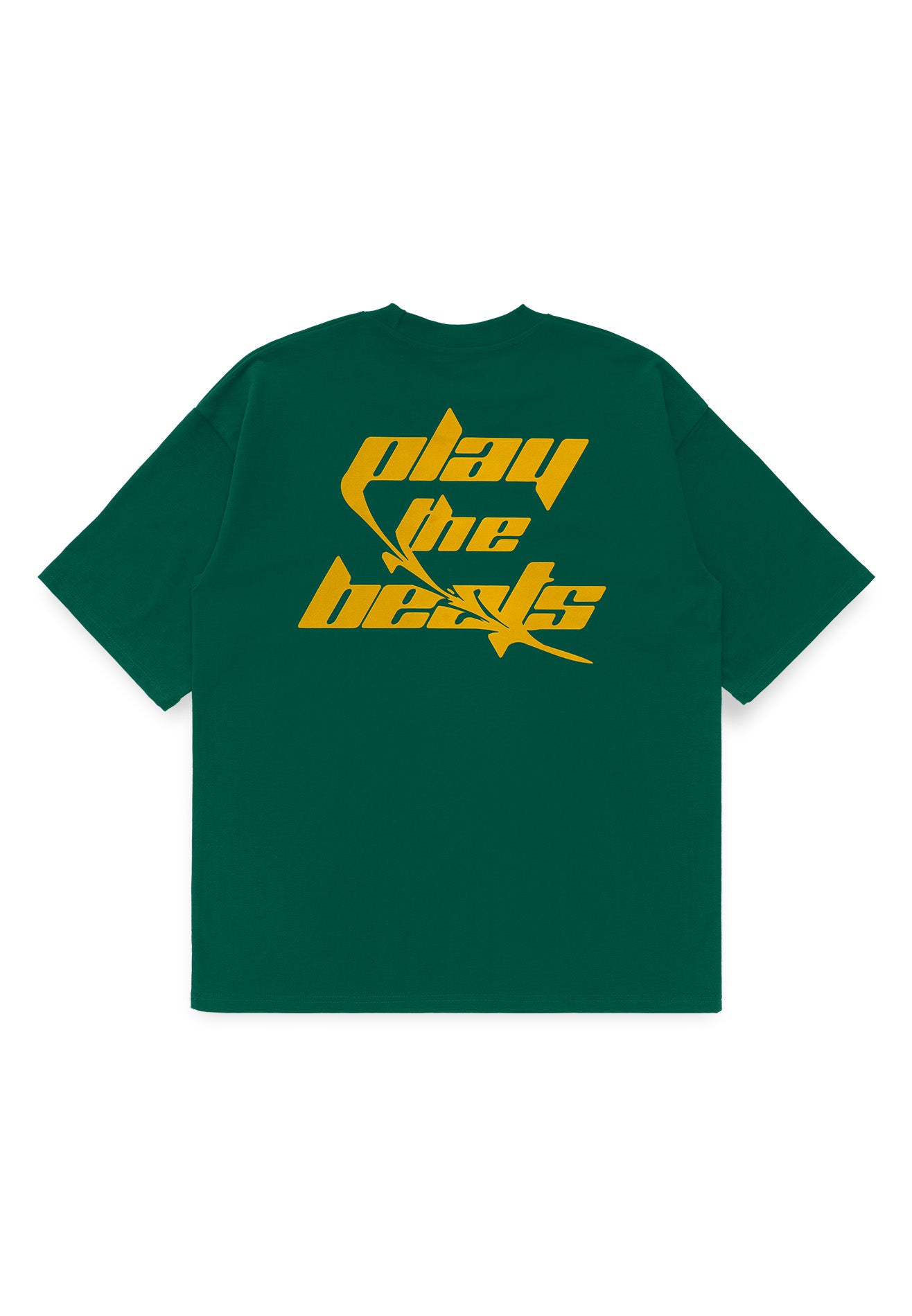 DRUM S. Flocking Slogan Oversized Tee- Dark Green