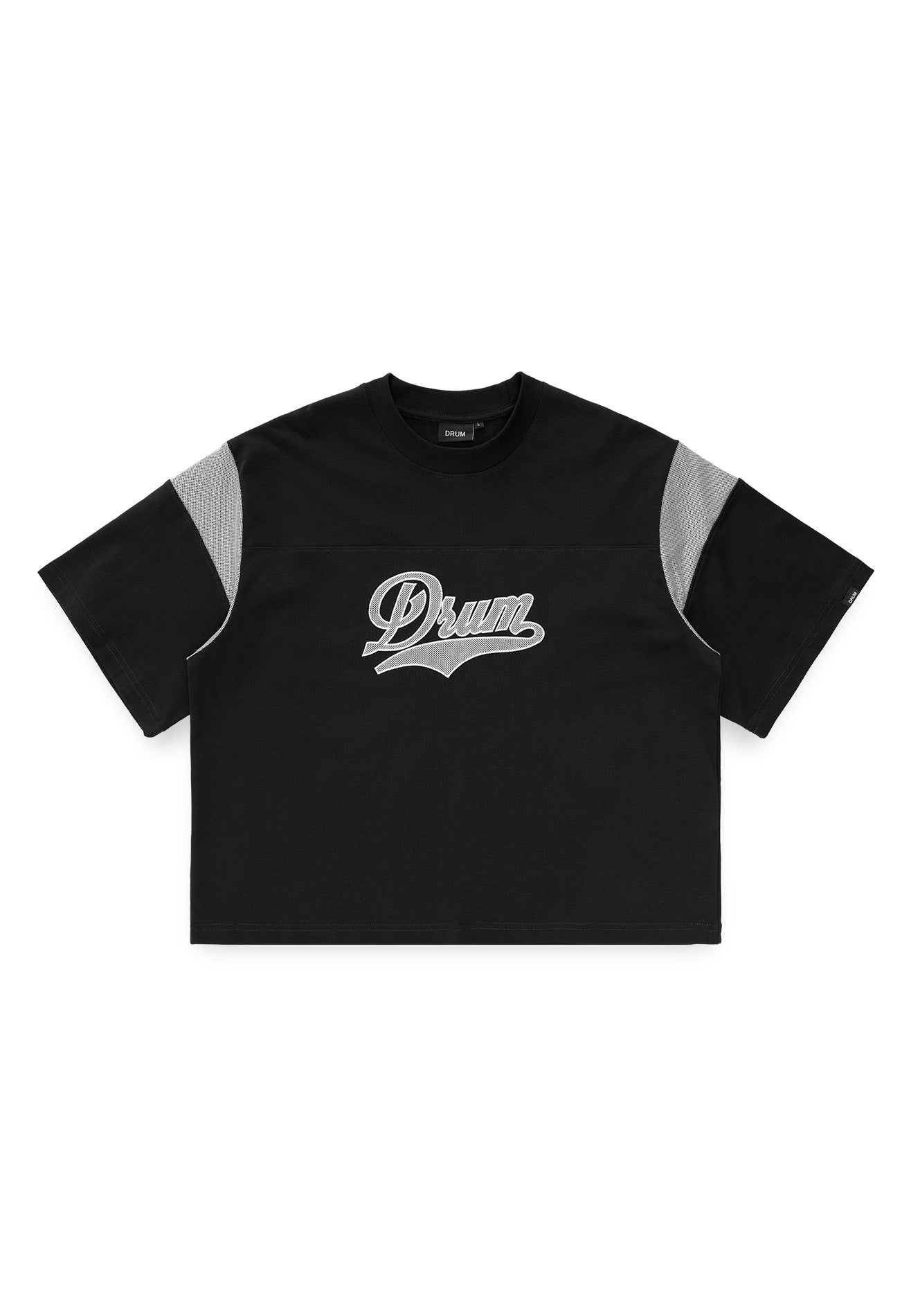 DRUM S. Applique Embroidery Oversized Boxy Tee- Black