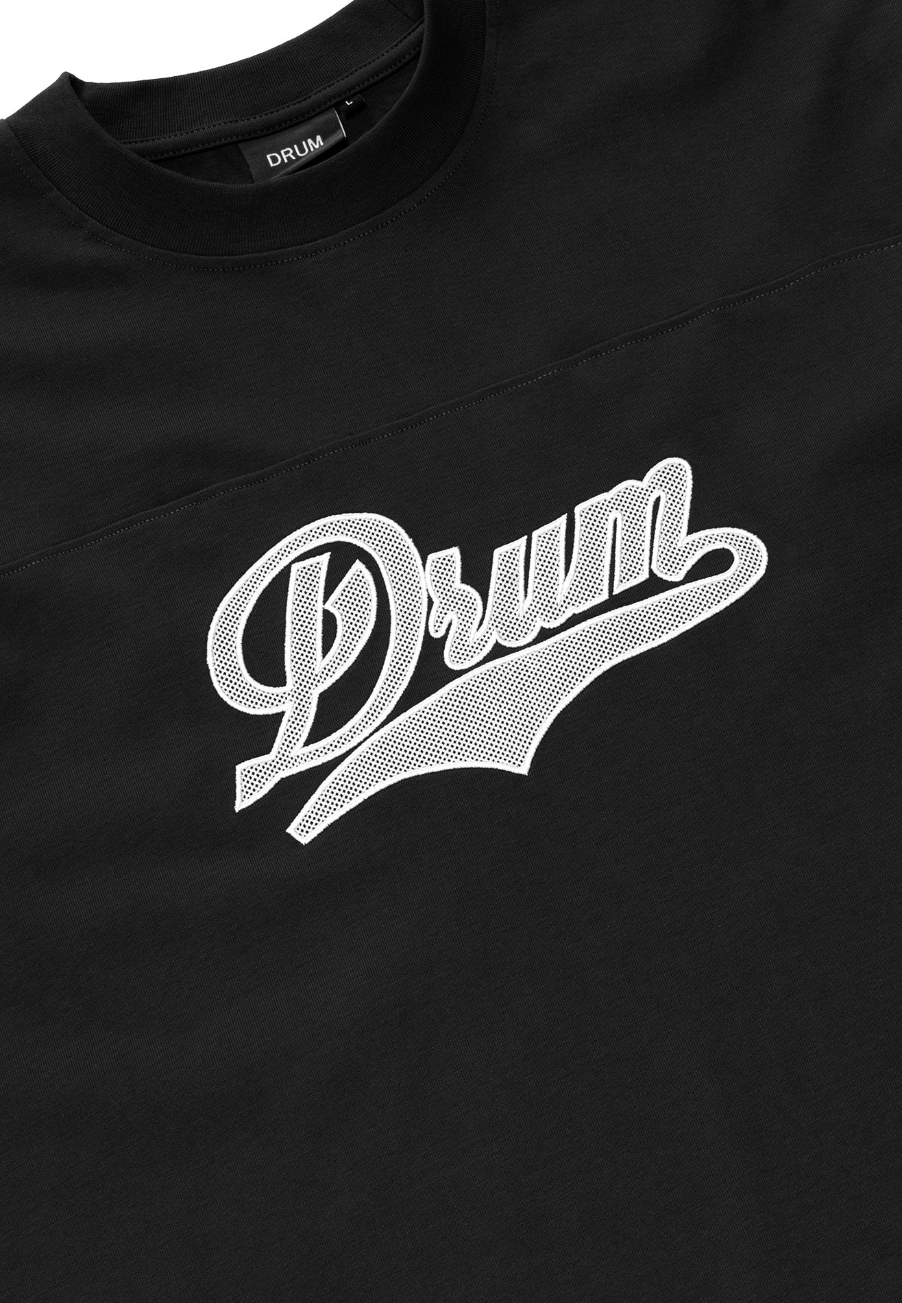 DRUM S. Applique Embroidery Oversized Boxy Tee- Black