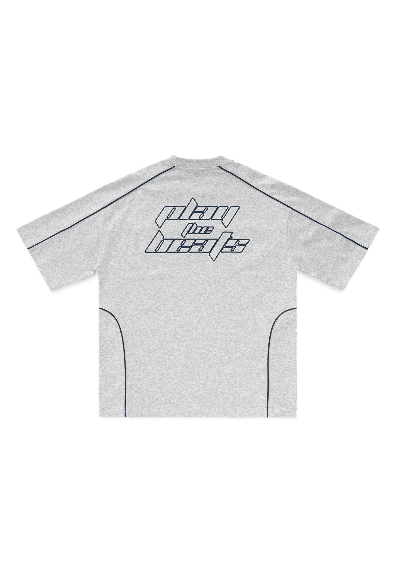 DRUM S. 3D Embroidery Pipping Raglan Oversized Tee- Light Grey