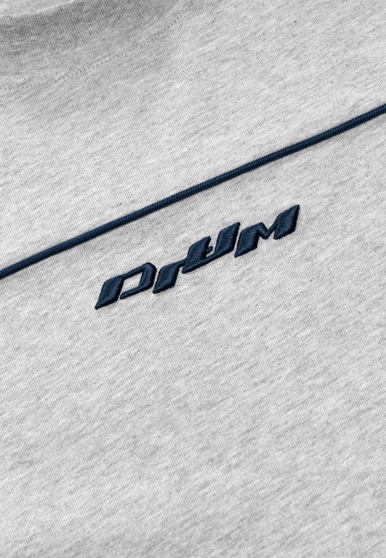 DRUM S. 3D Embroidery Pipping Raglan Oversized Tee- Light Grey