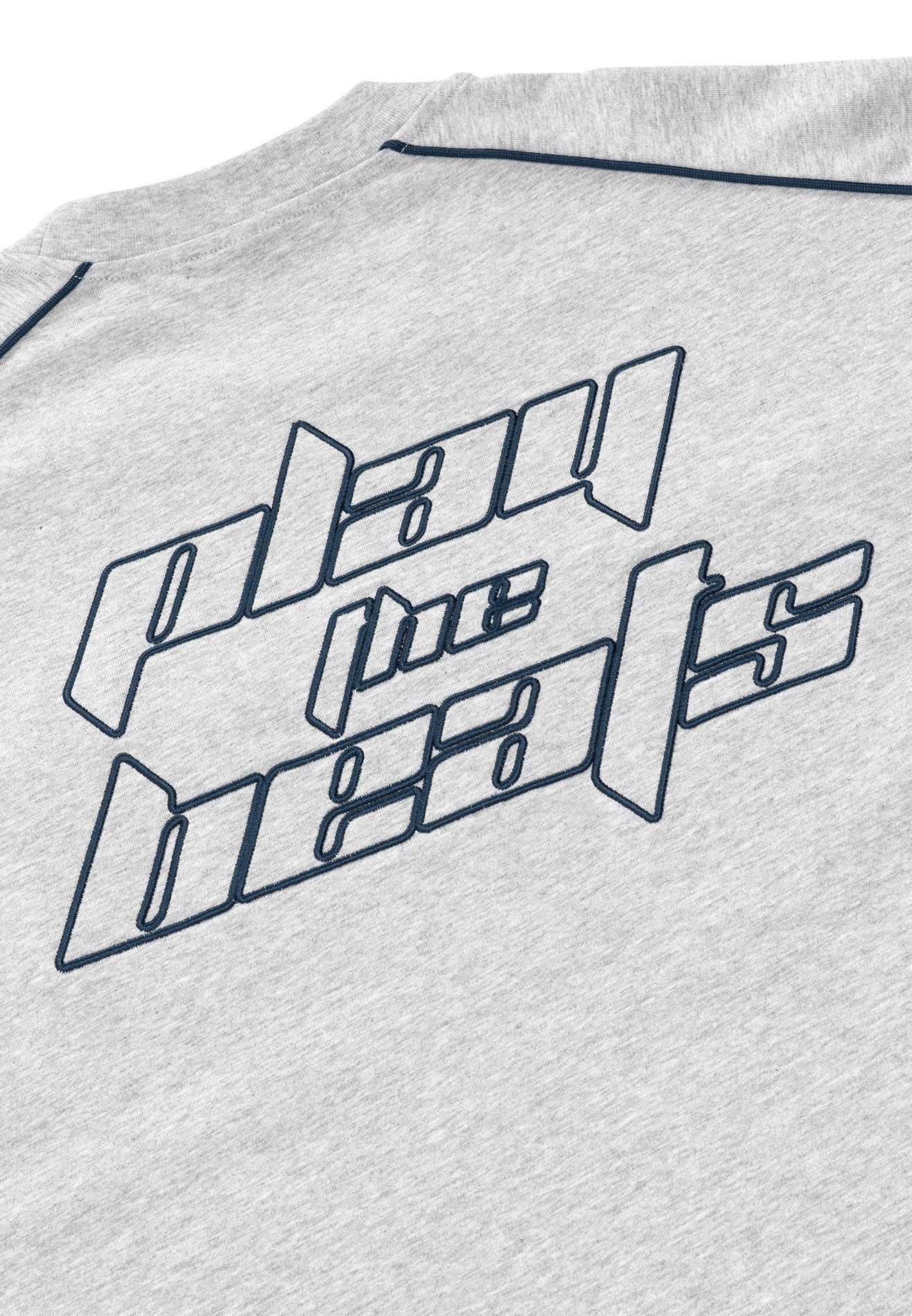 DRUM S. 3D Embroidery Pipping Raglan Oversized Tee- Light Grey