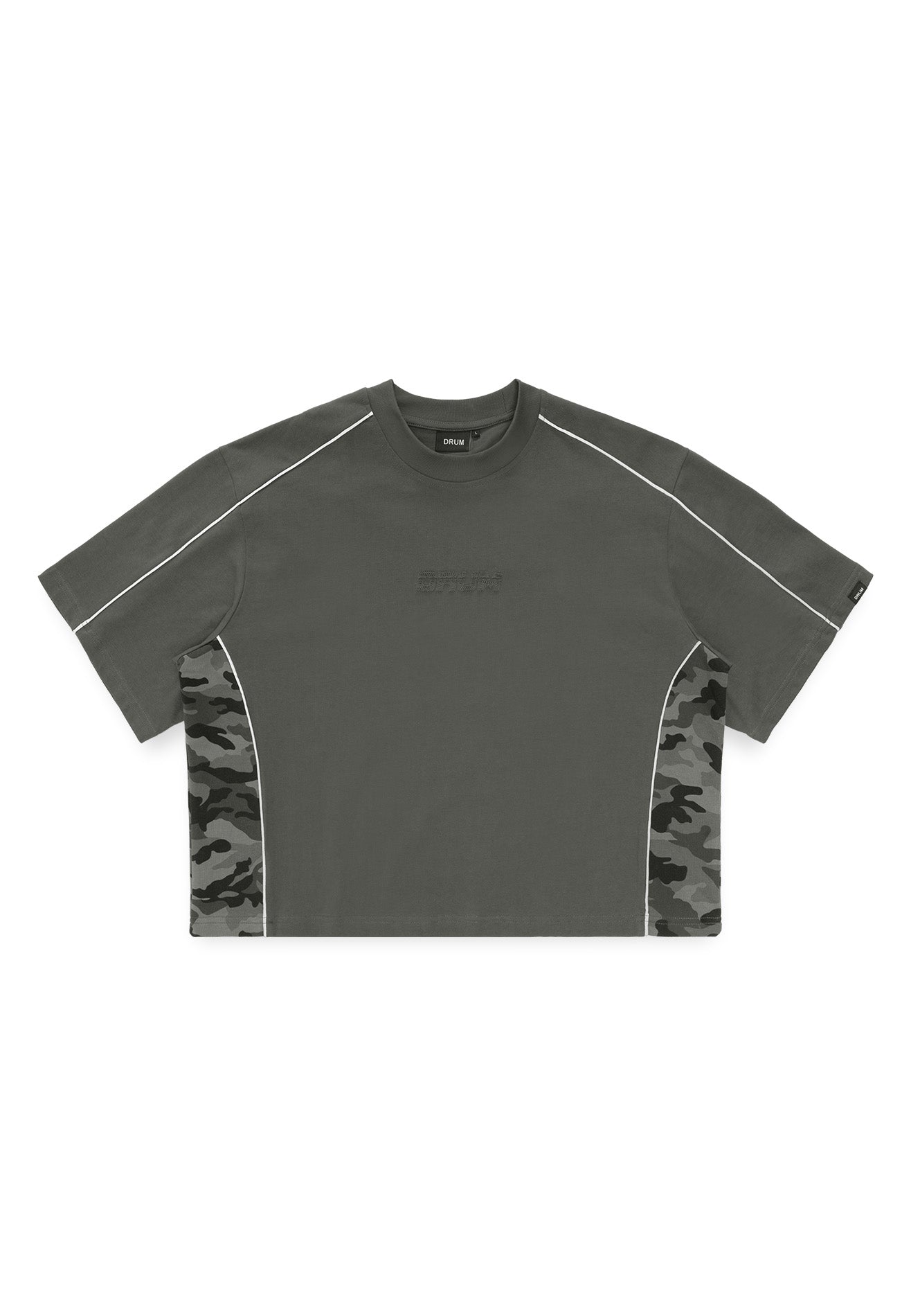 DRUM S. Camouflage Details Oversized Boxy Tee- Dark Grey