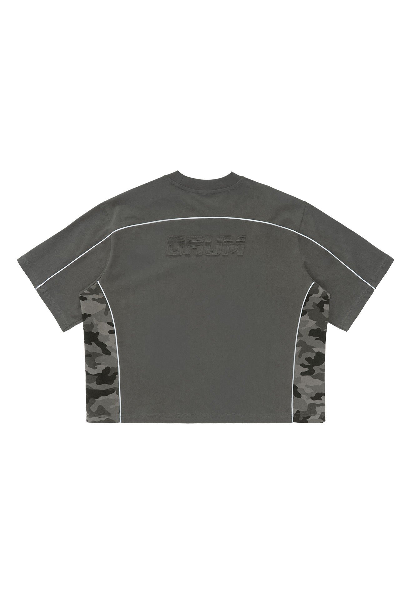 DRUM S. Camouflage Details Oversized Boxy Tee- Dark Grey