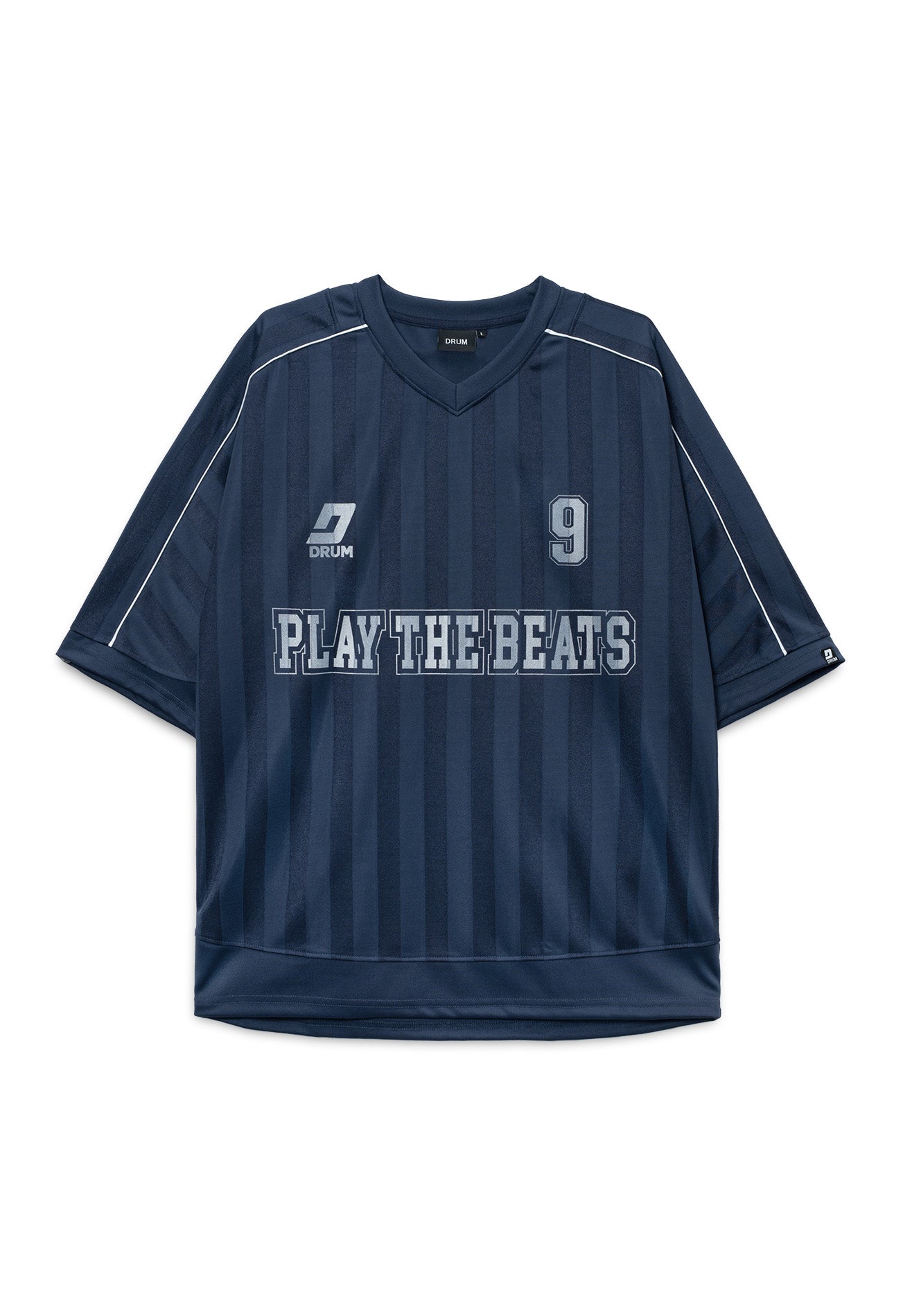 DRUM S. 9 Striped Details Oversized Jersey- Navy