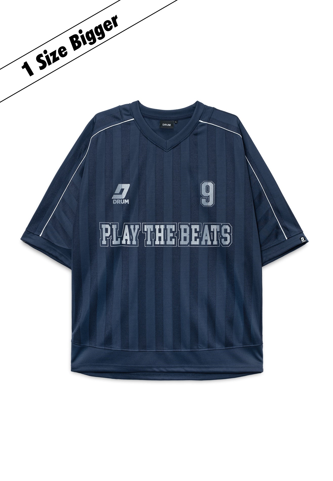 DRUM S. 9 Striped Details Oversized Jersey- Navy