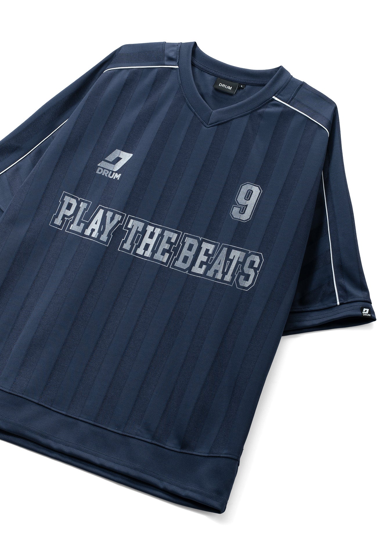 DRUM S. 9 Striped Details Oversized Jersey- Navy