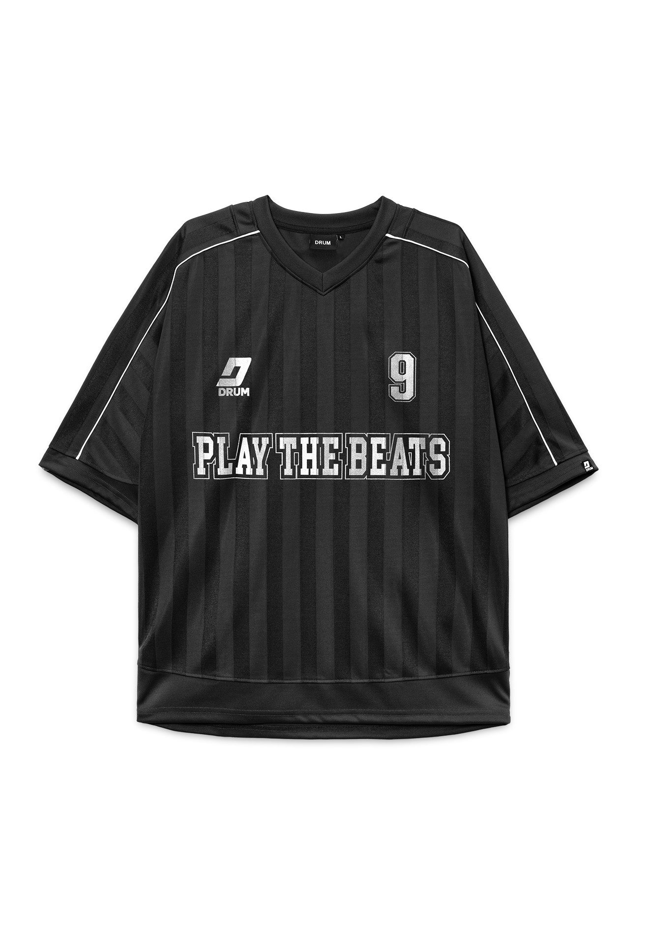 DRUM S. 9 Striped Details Oversized Jersey- Black