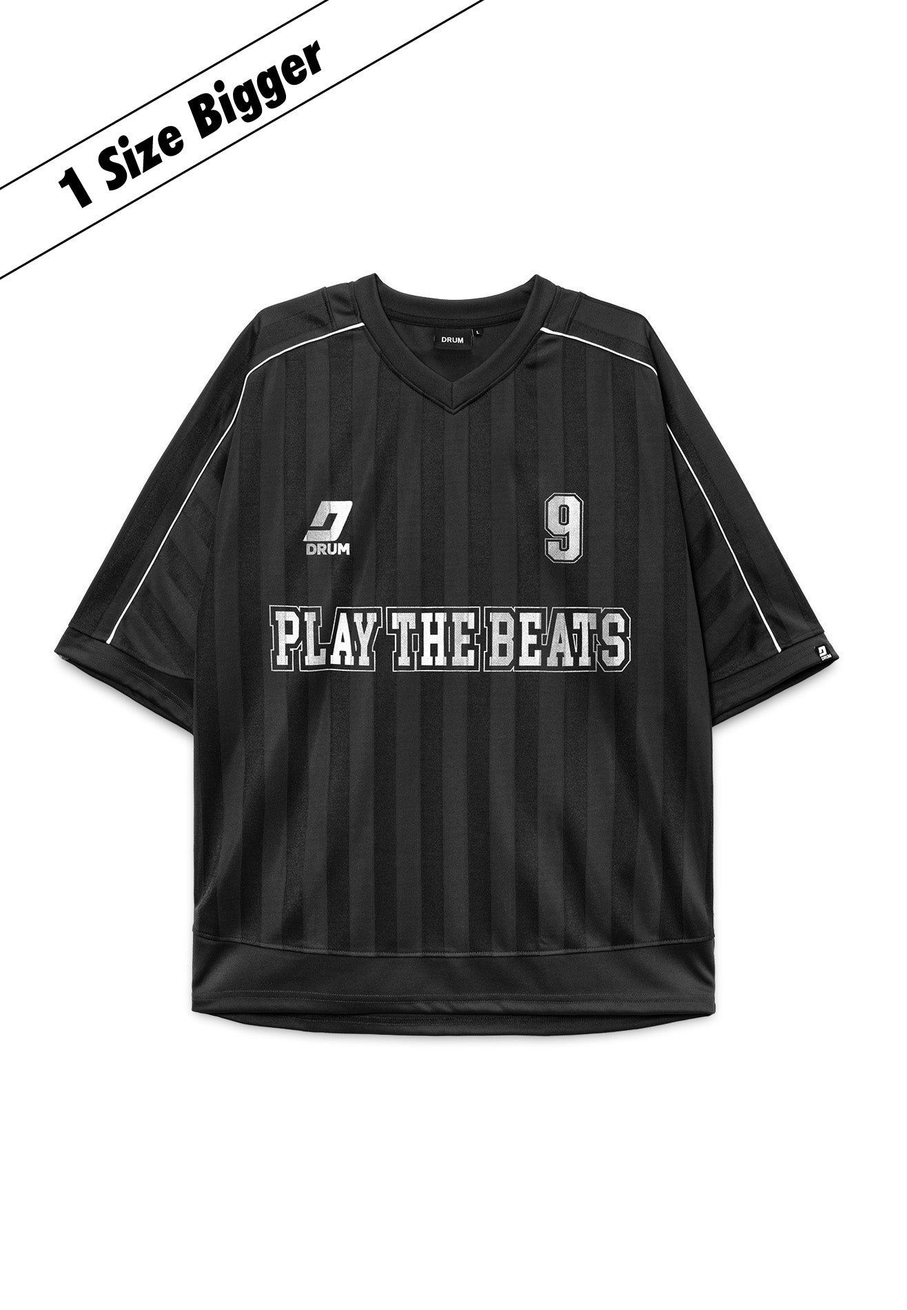 DRUM S. 9 Striped Details Oversized Jersey- Black