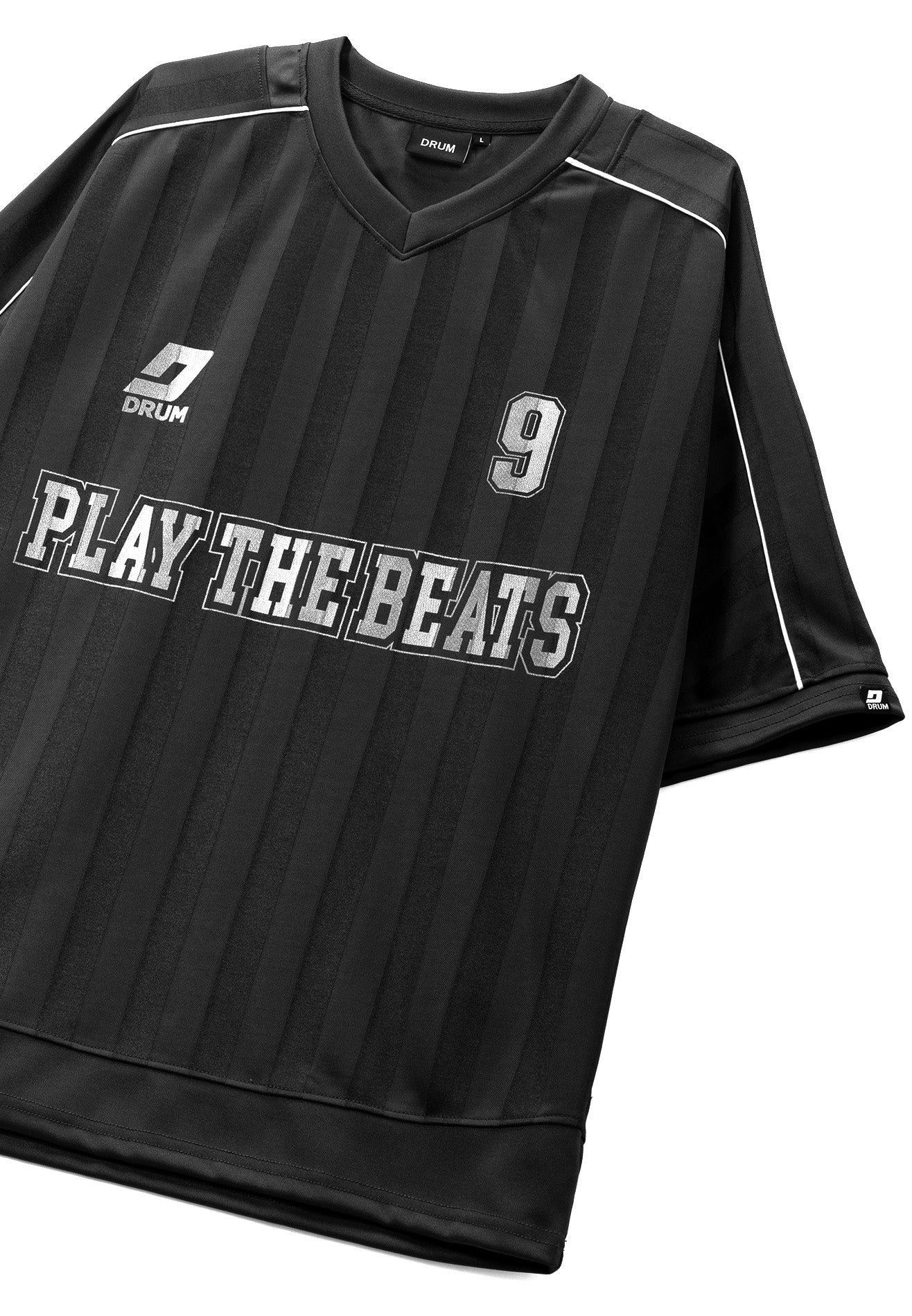 DRUM S. 9 Striped Details Oversized Jersey- Black