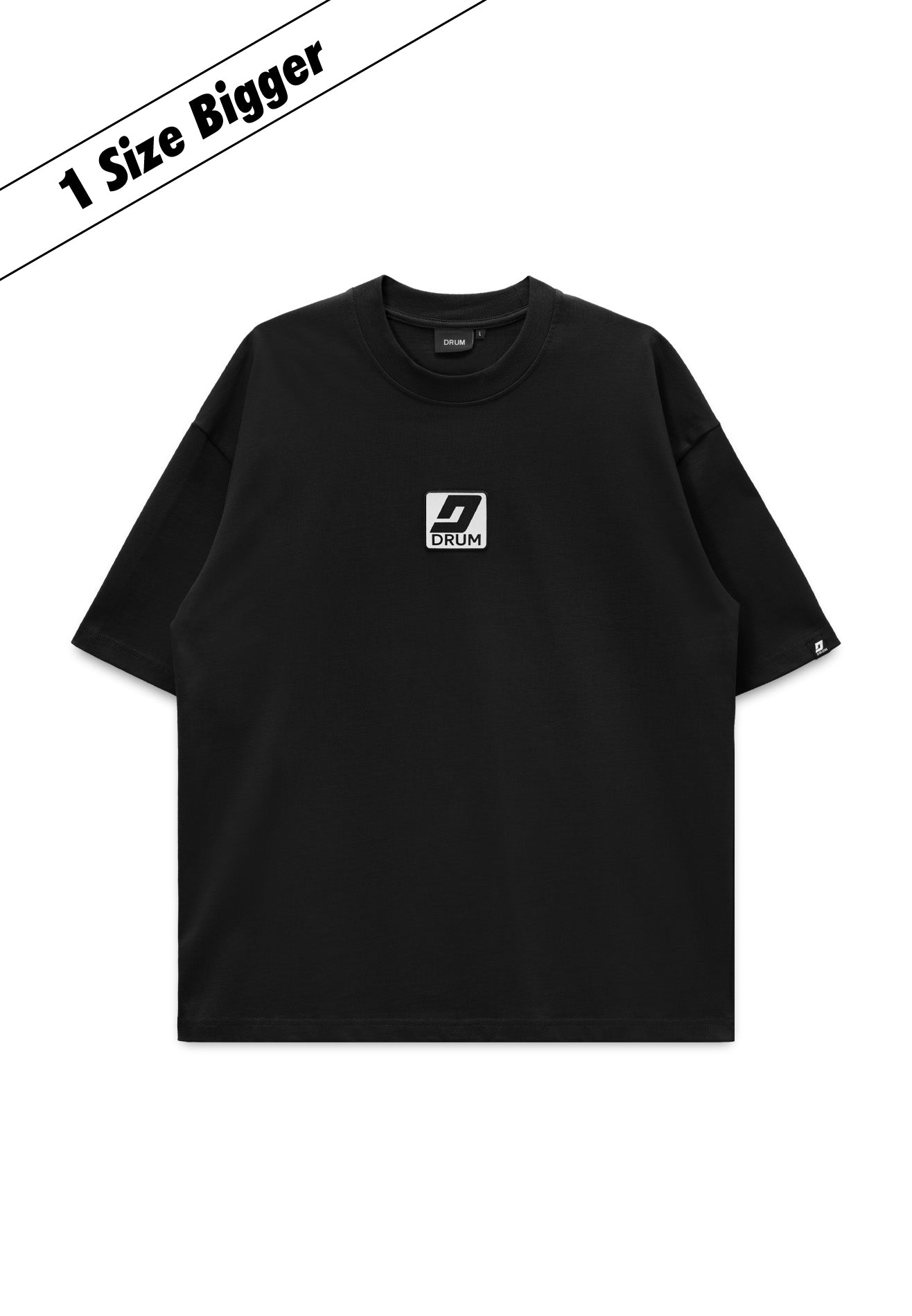 DRUM S. Logo 3D Embossed Oversized Tee- Black