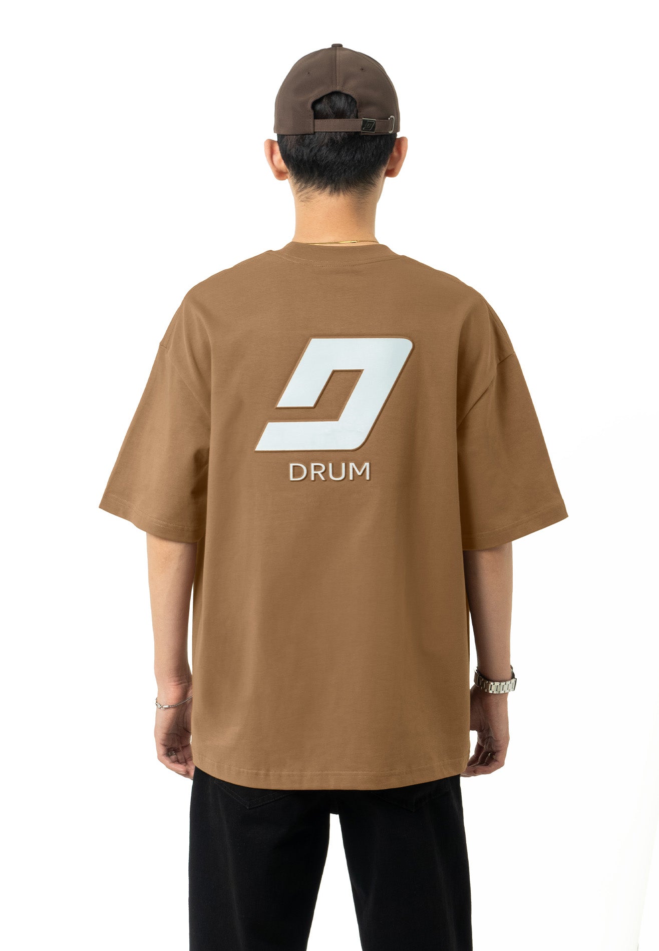 DRUM S. Logo 3D Embossed Oversized Tee- Brown