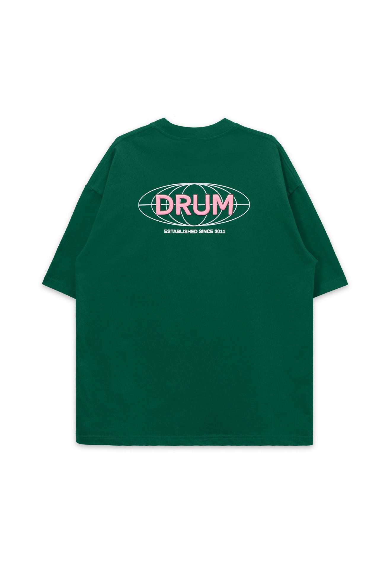 DRUM S. 3D Globe Logo Puff Oversized Tee- Dark Green