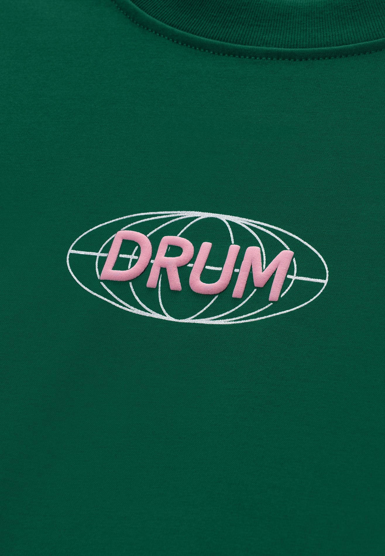 DRUM S. 3D Globe Logo Puff Oversized Tee- Dark Green