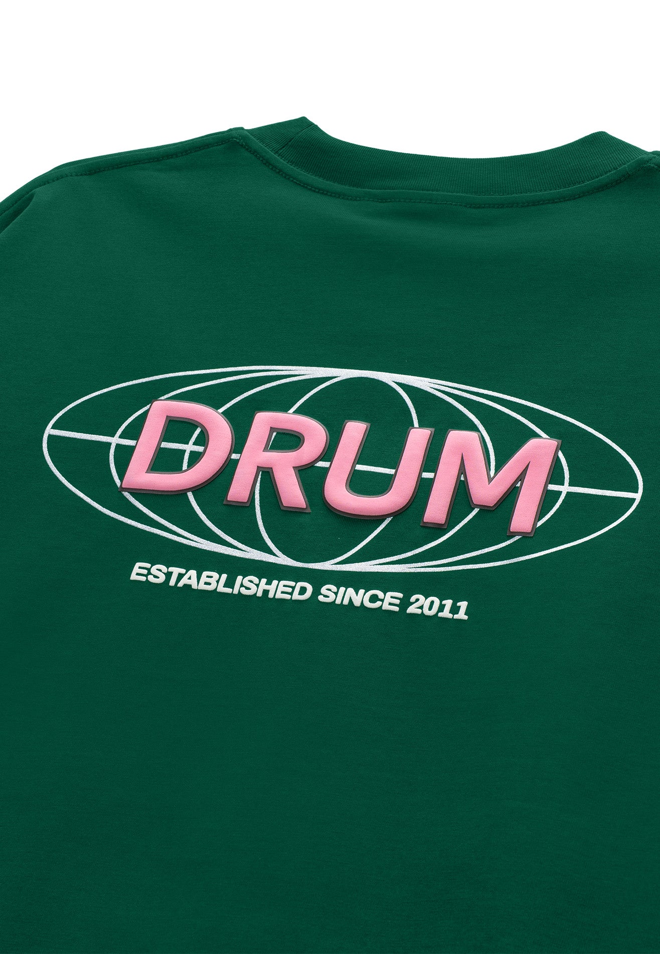 DRUM S. 3D Globe Logo Puff Oversized Tee- Dark Green